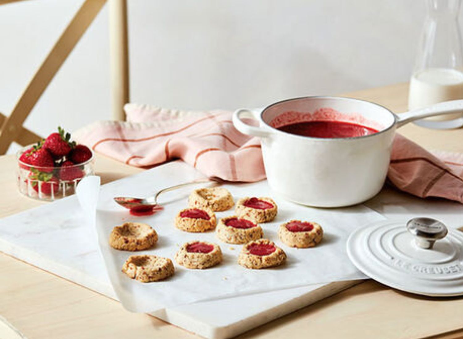 Strawberry Almond Thumbprint Cookies 
