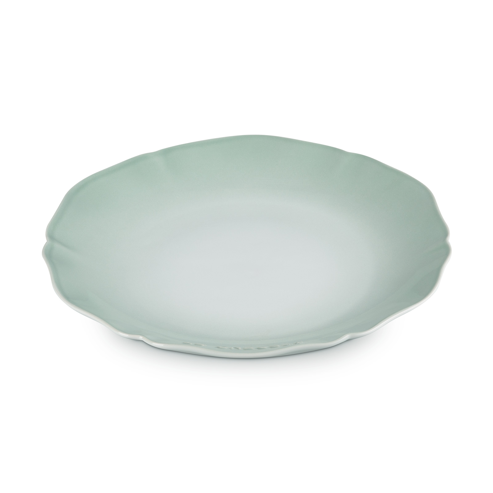 Elegant Frill Stoneware Plate Water Green 25cm