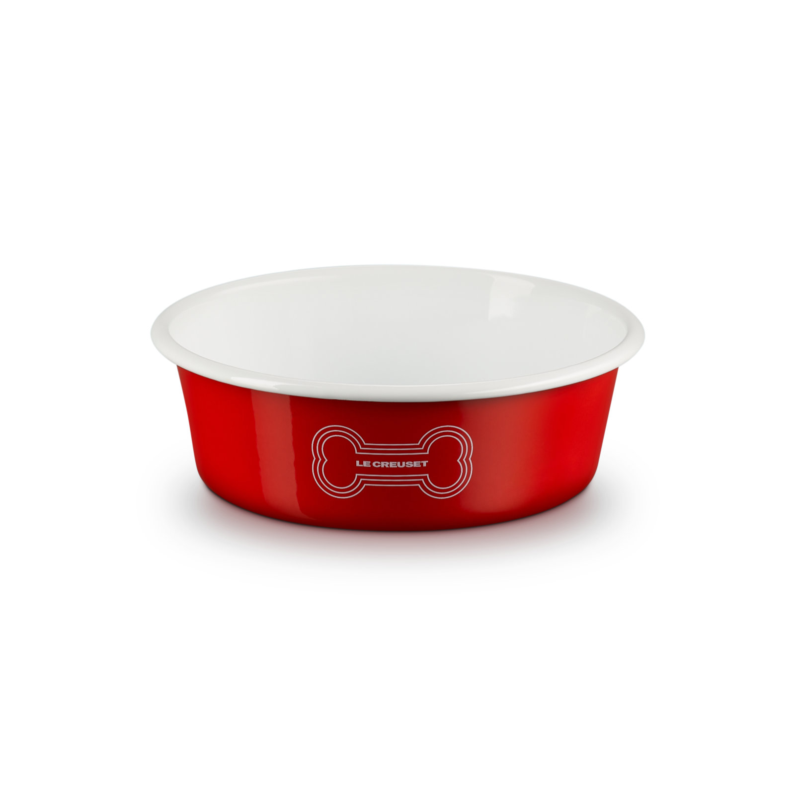 Enamel On Steel Pet Bowl with Bone Decal Carmin 18cm
