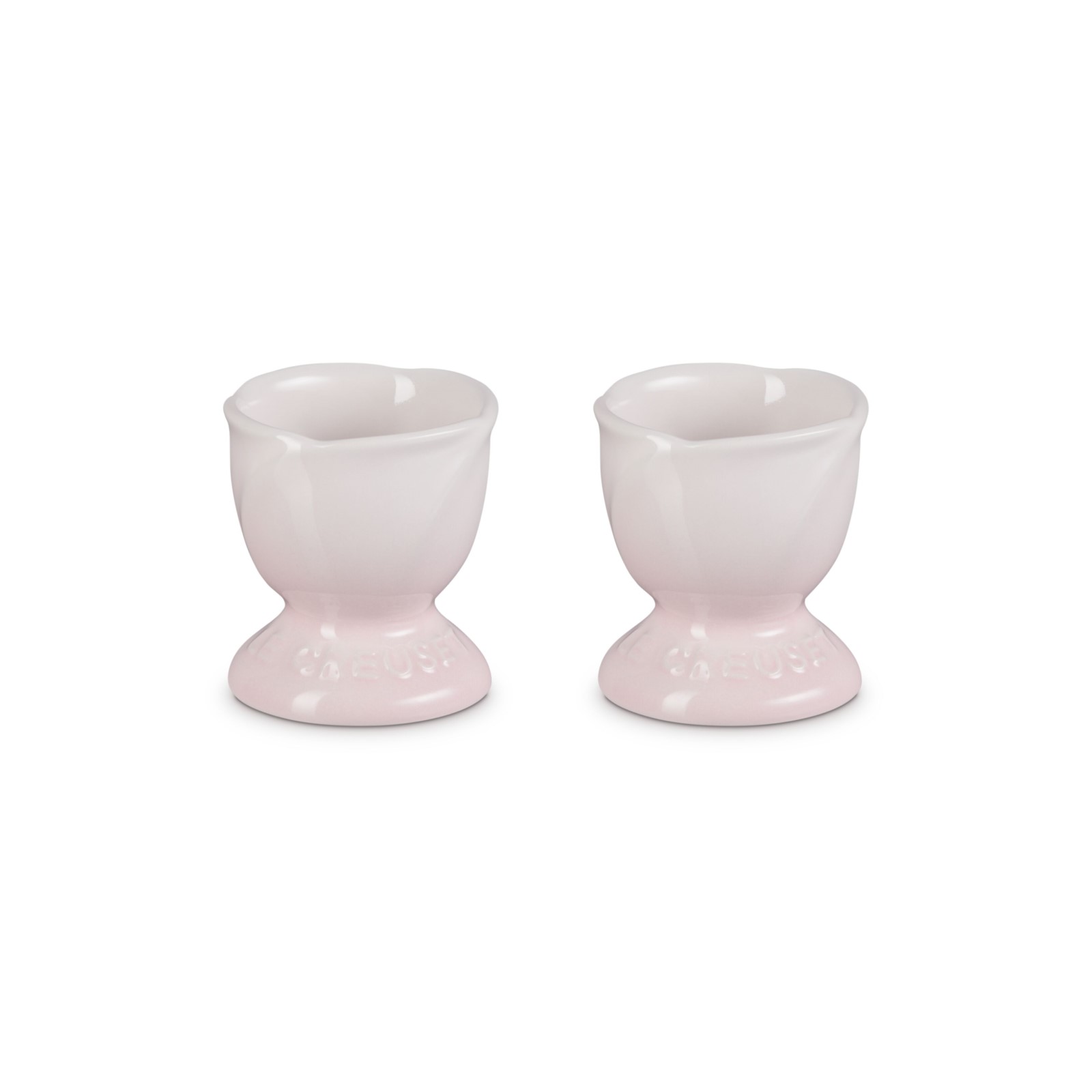Set of 2 Footed Egg Cup Jardin Relief Shell Pink