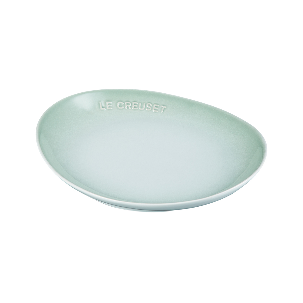 Flora Stoneware Oval Plate Water Green 21cm