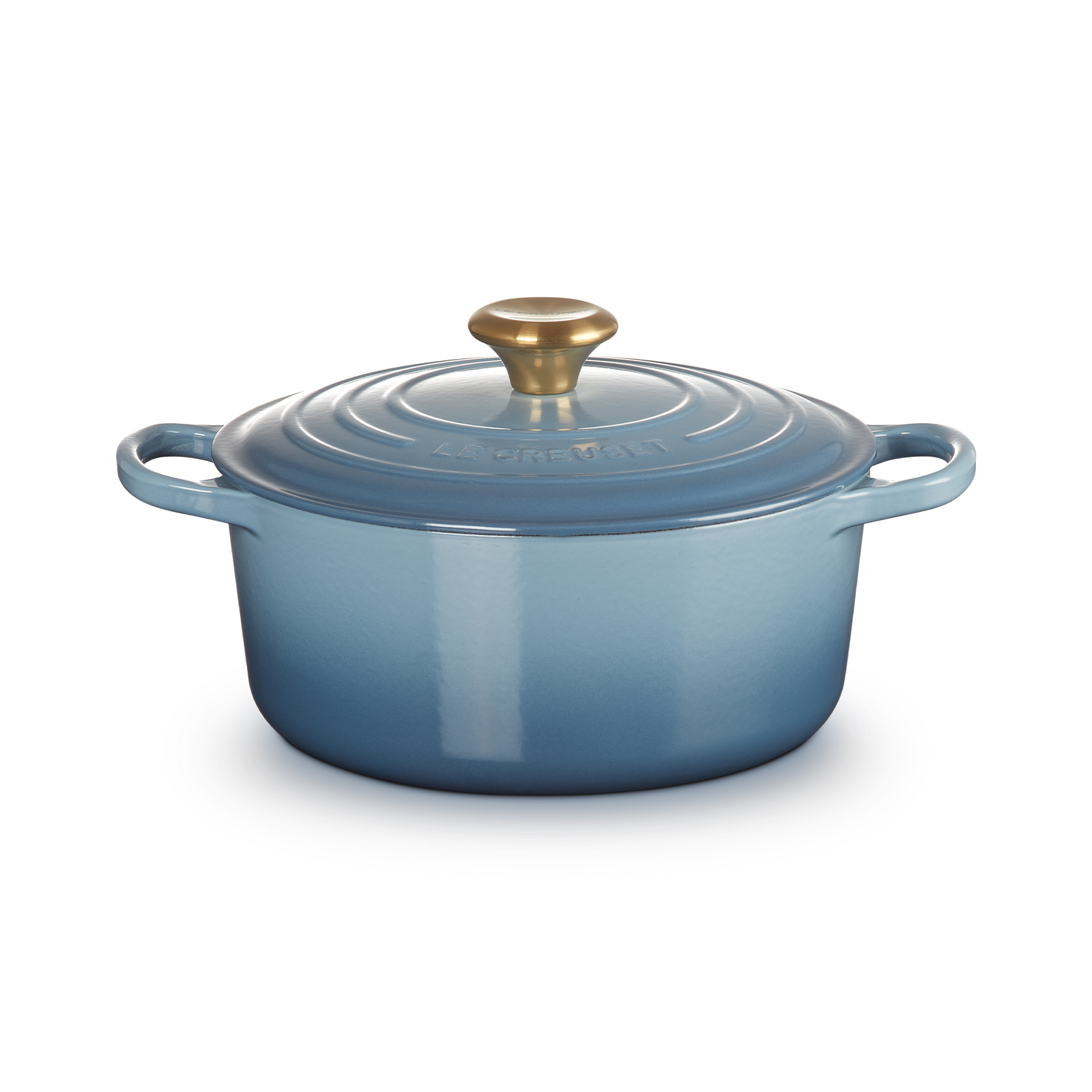 Round French Oven Chambray 24cm Gold Knob