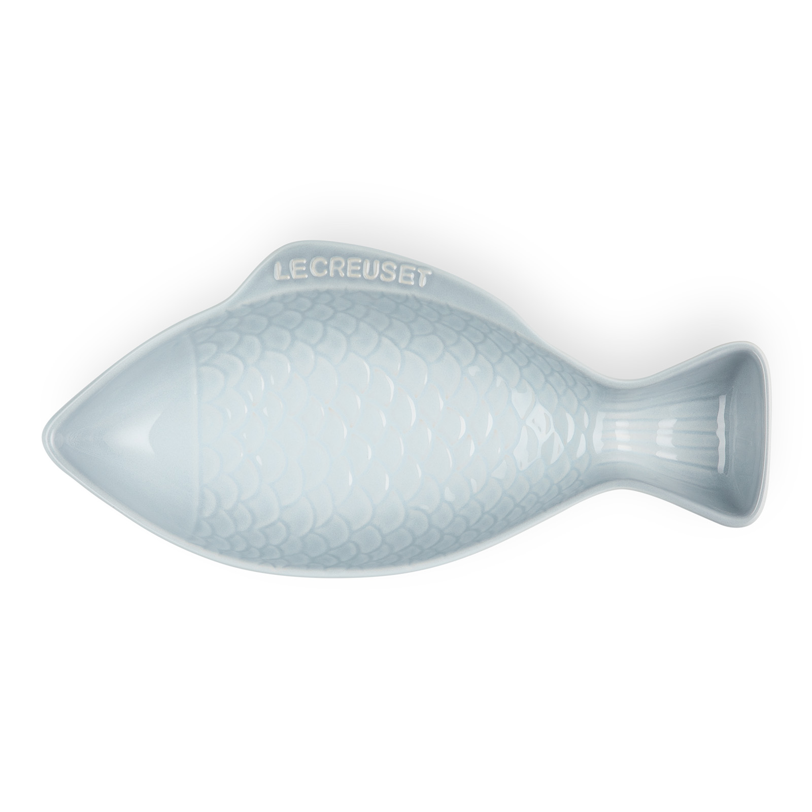 Fish Stoneware Dish Silver Blue Medium