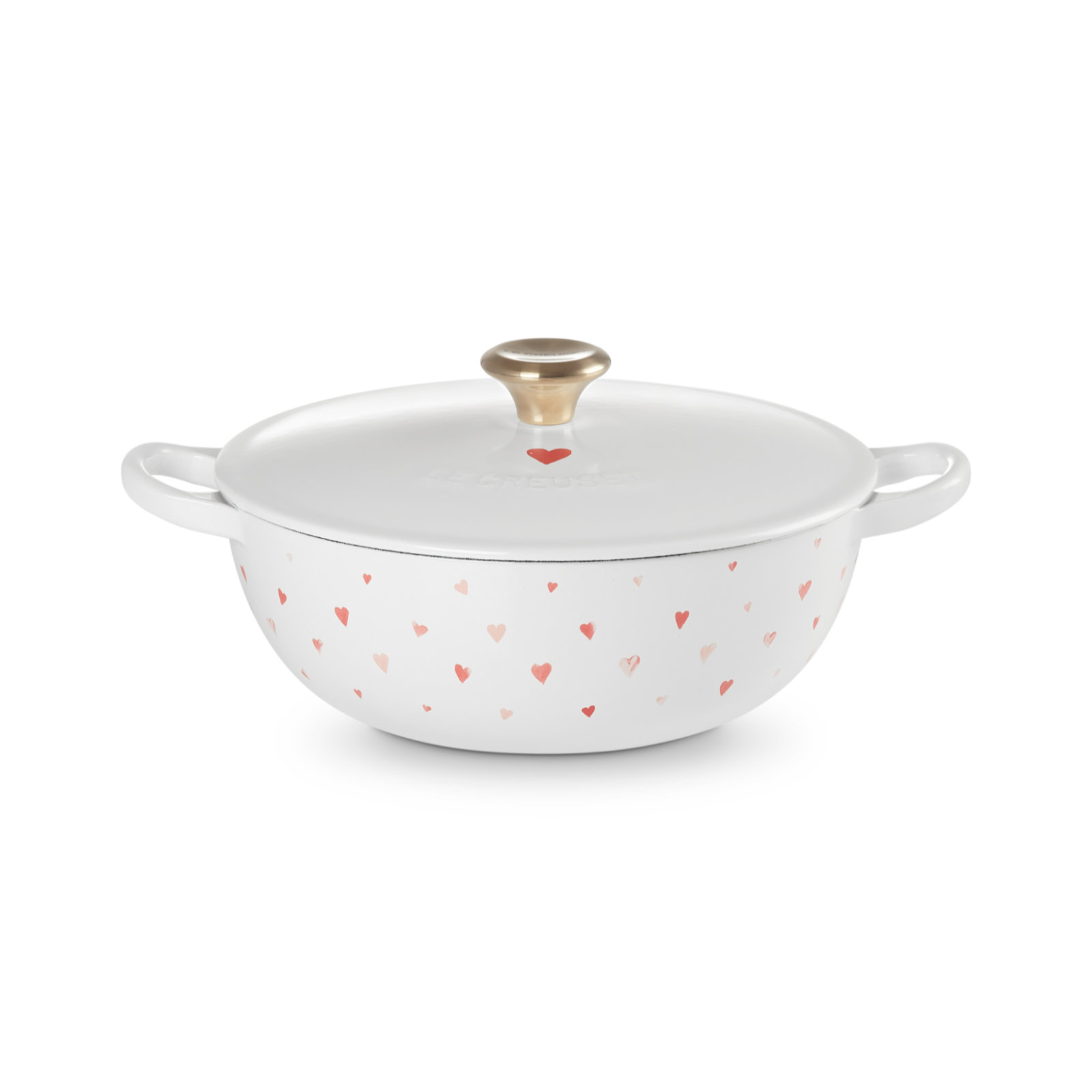 Marmite Hearts White 22cm Light Gold Knob