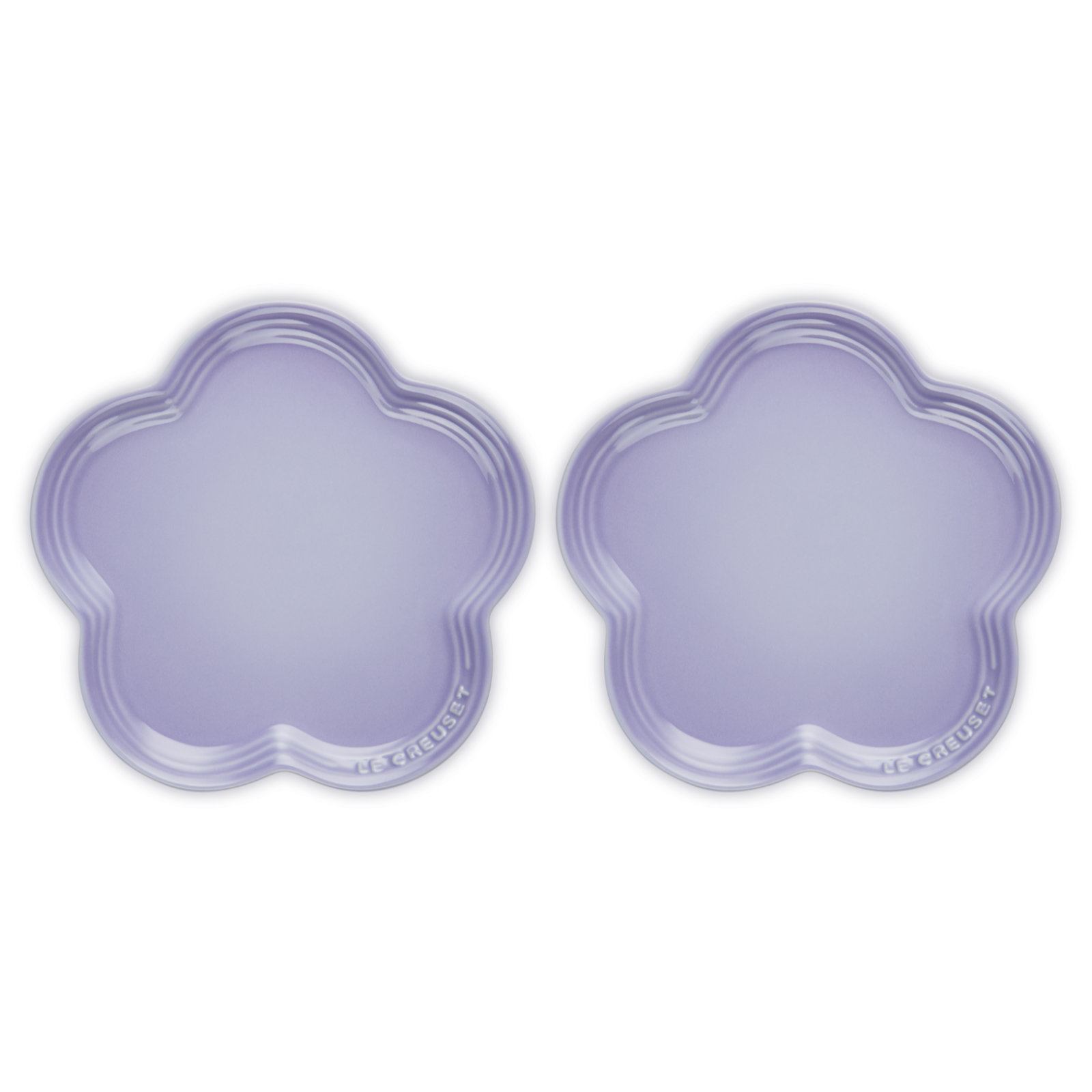 Set of 2 Large Flower Plate  Pastel Purple