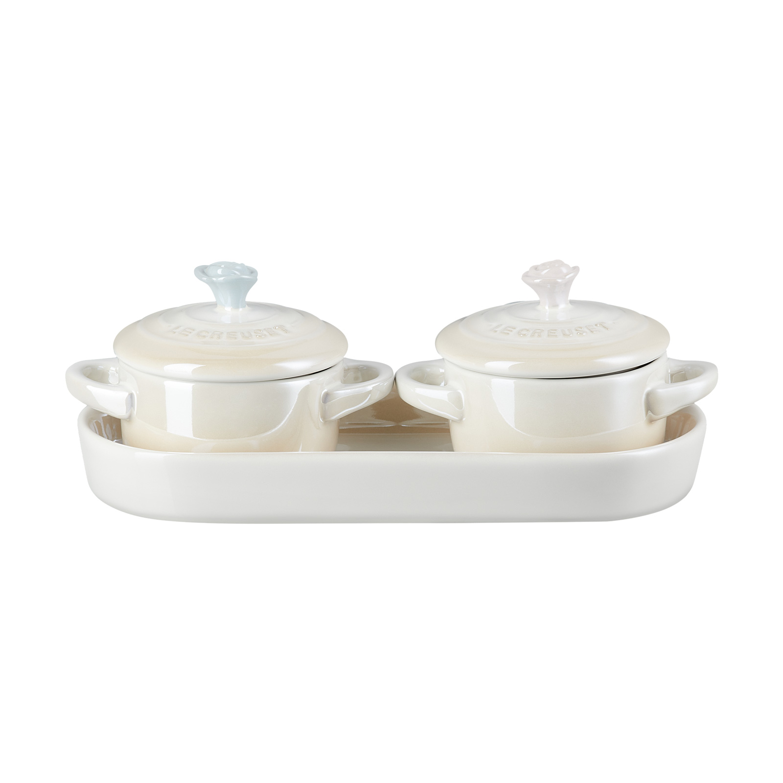 Set of 2 Mini Round Cocottes with Tray image number 1