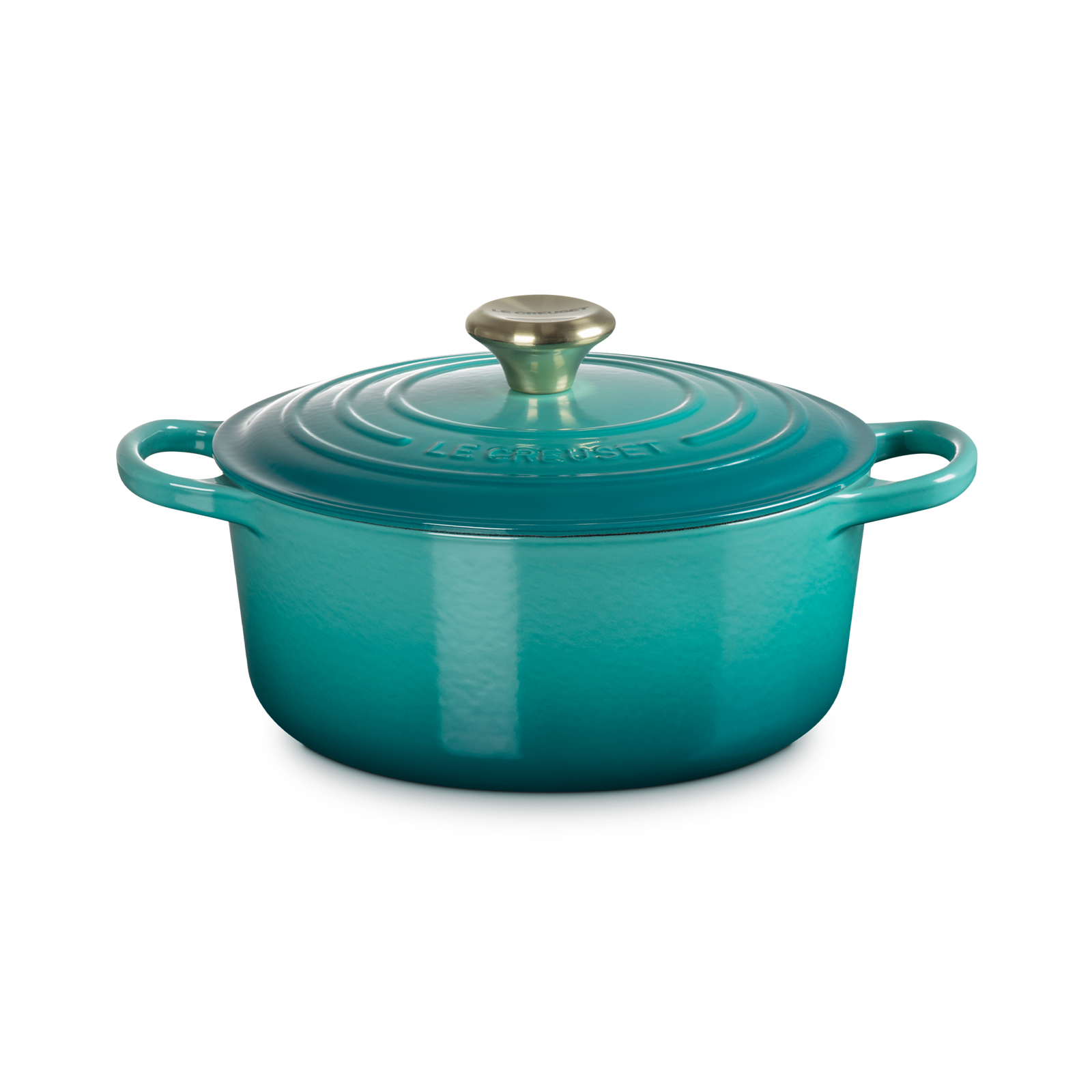 Signature Round French Oven Bleu Riviera 24cm Light Gold Knob