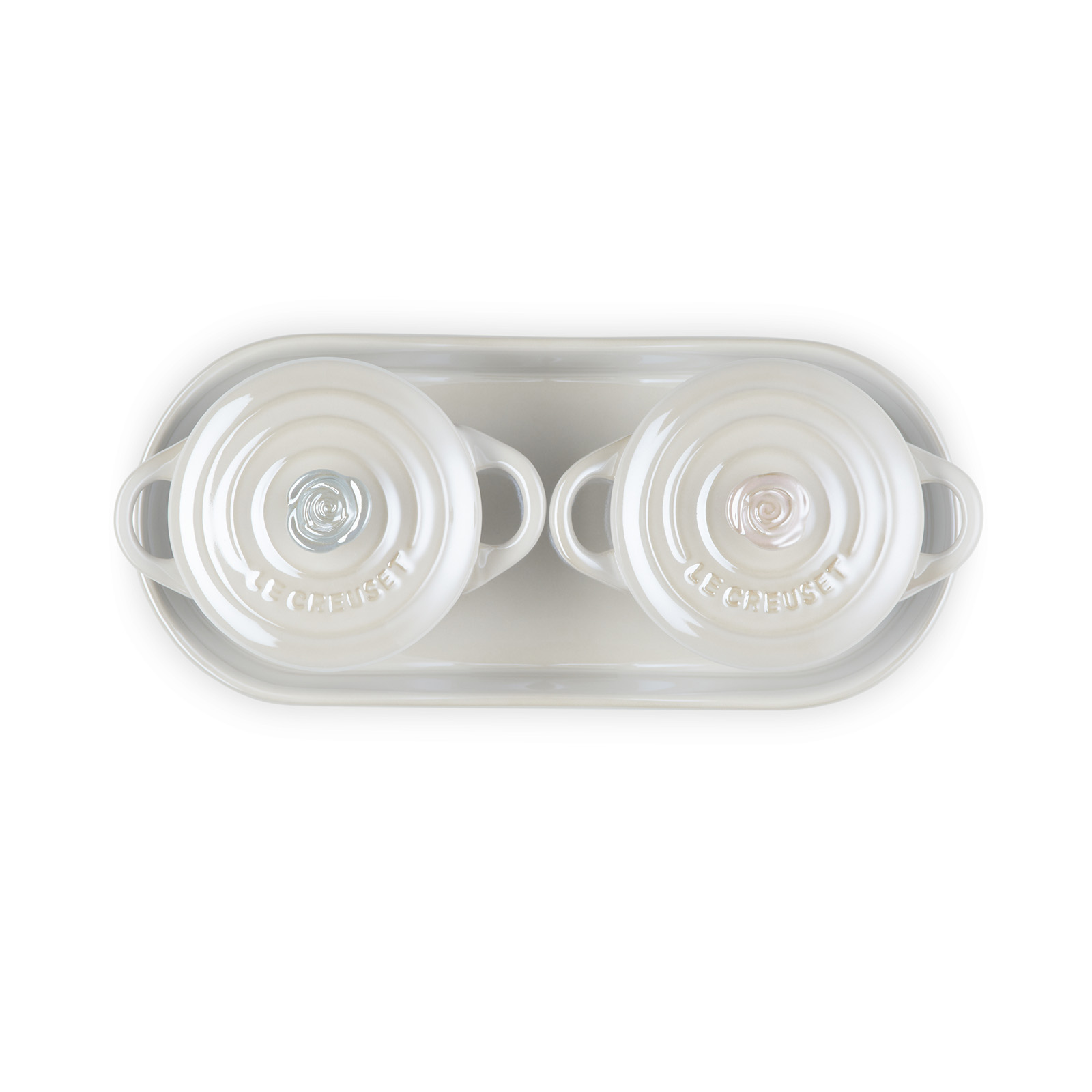 Set of 2 Mini Round Cocottes with Tray image number 3
