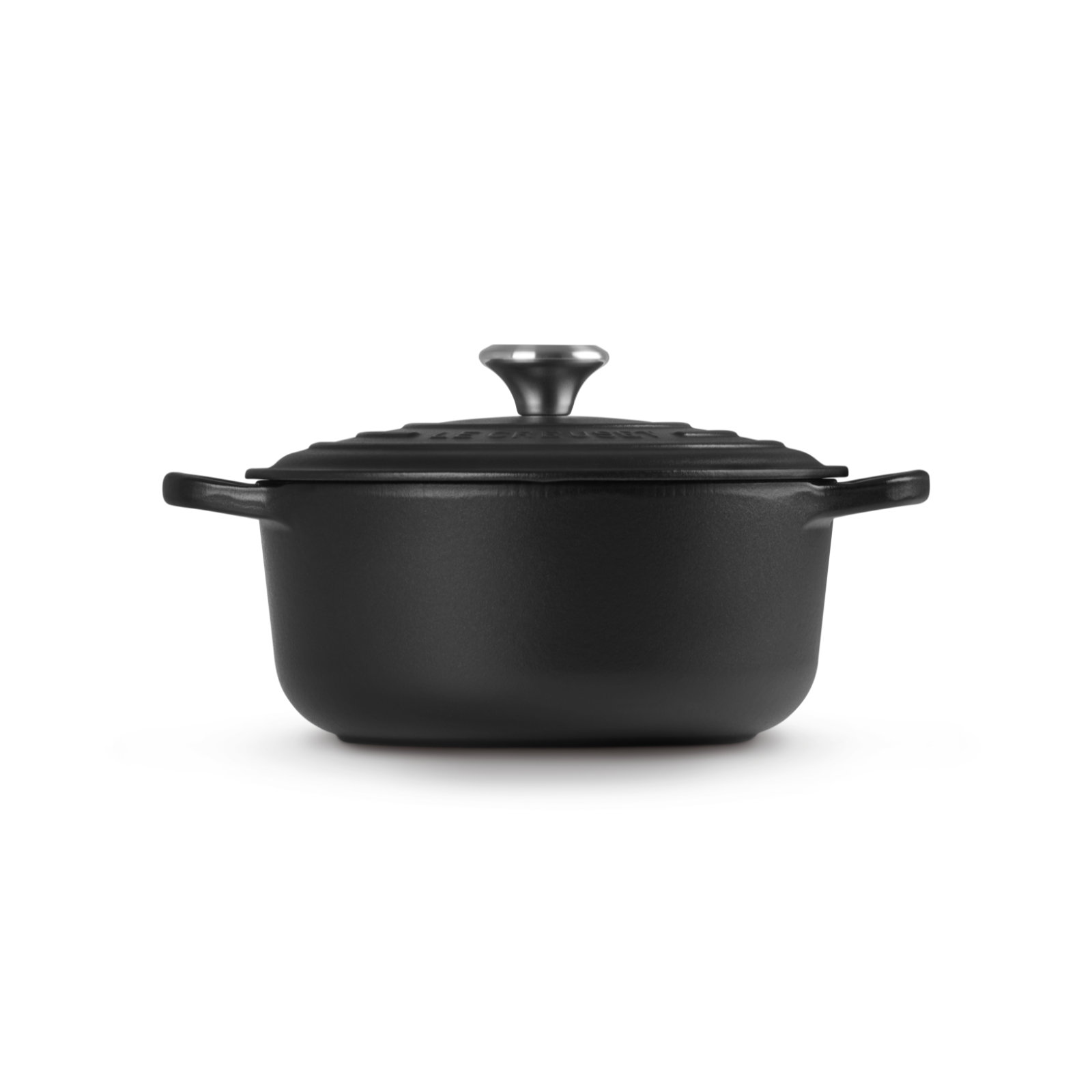 Round French Oven Silver Knob Black Interior image number 2