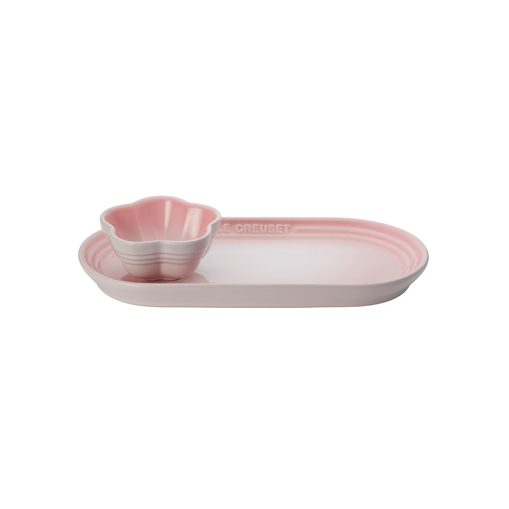 Oblong Plate & Mini Flower Bowl Shell Pink