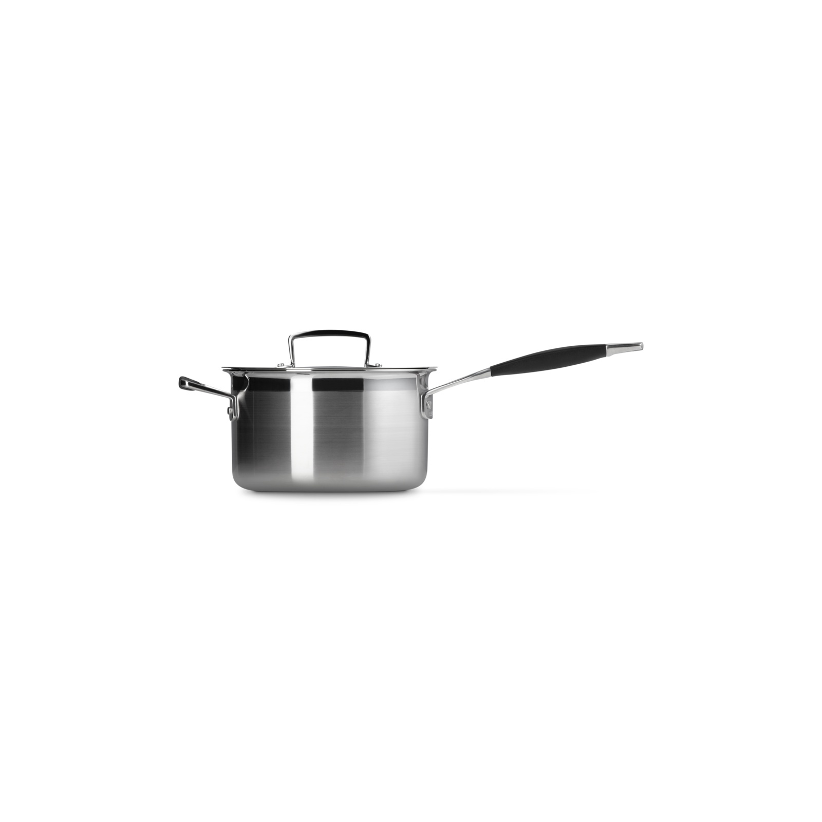 3-ply Stainless Steel Saucepan with Lid and Silicone Helper Handle image number 2