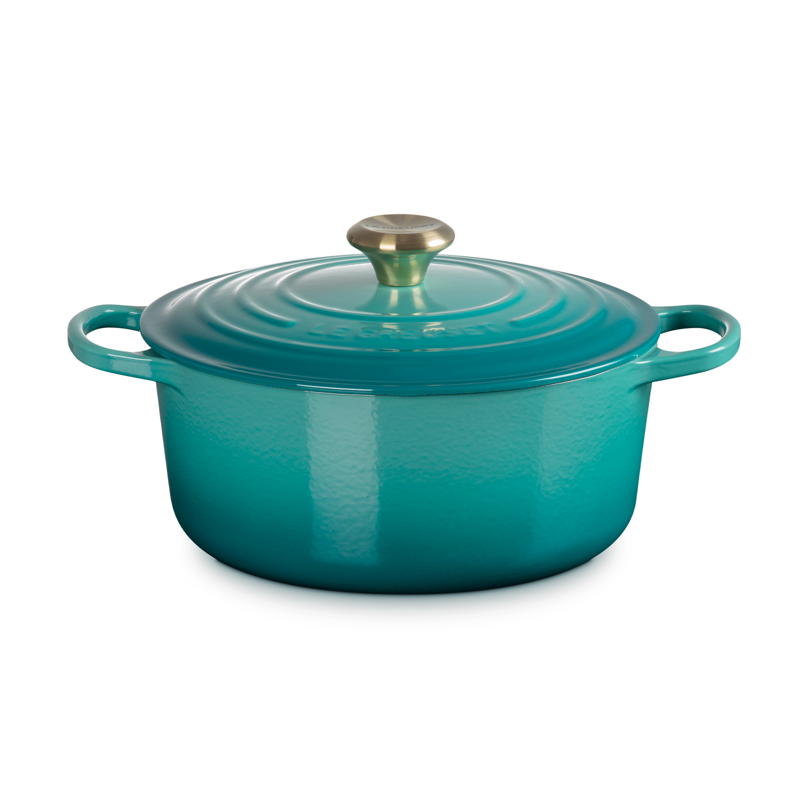 Signature Round French Oven Bleu Riviera 26cm Light Gold Knob