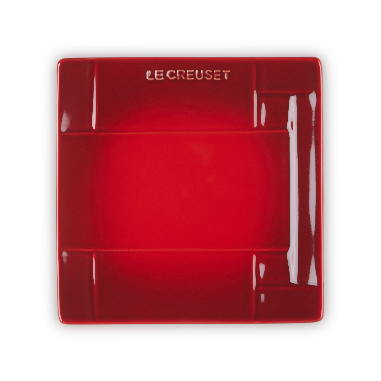 Meshed Stoneware Square Plate Cerise 18cm