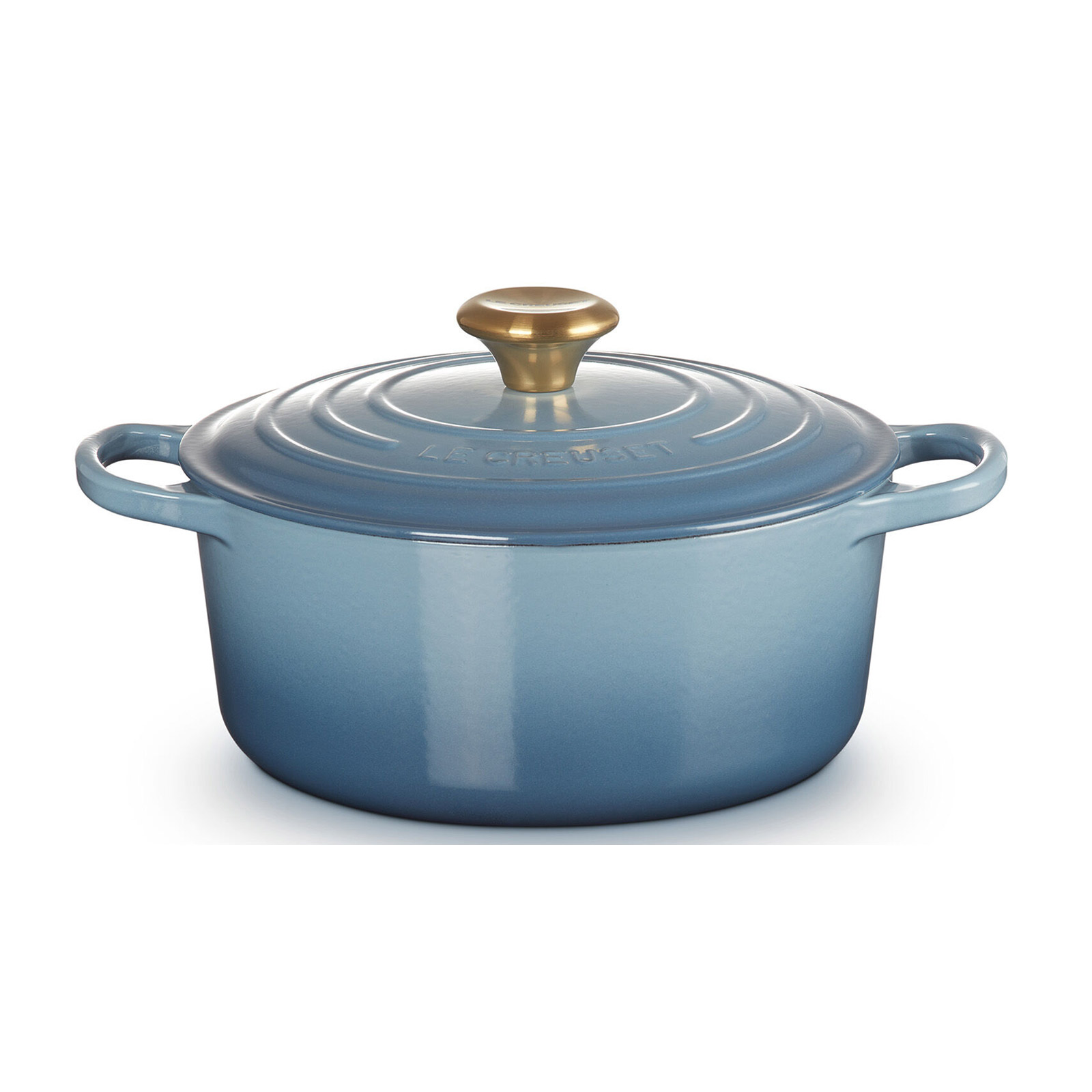 Round French Oven Chambray 22cm Gold Knob