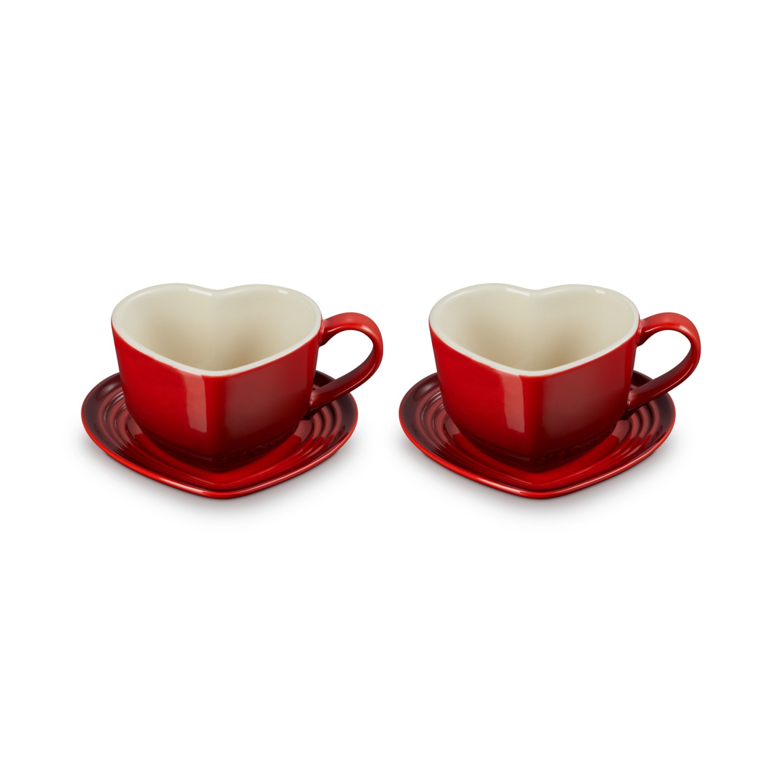 Stoneware Set of 2 Heart Mug with Saucer image number 1