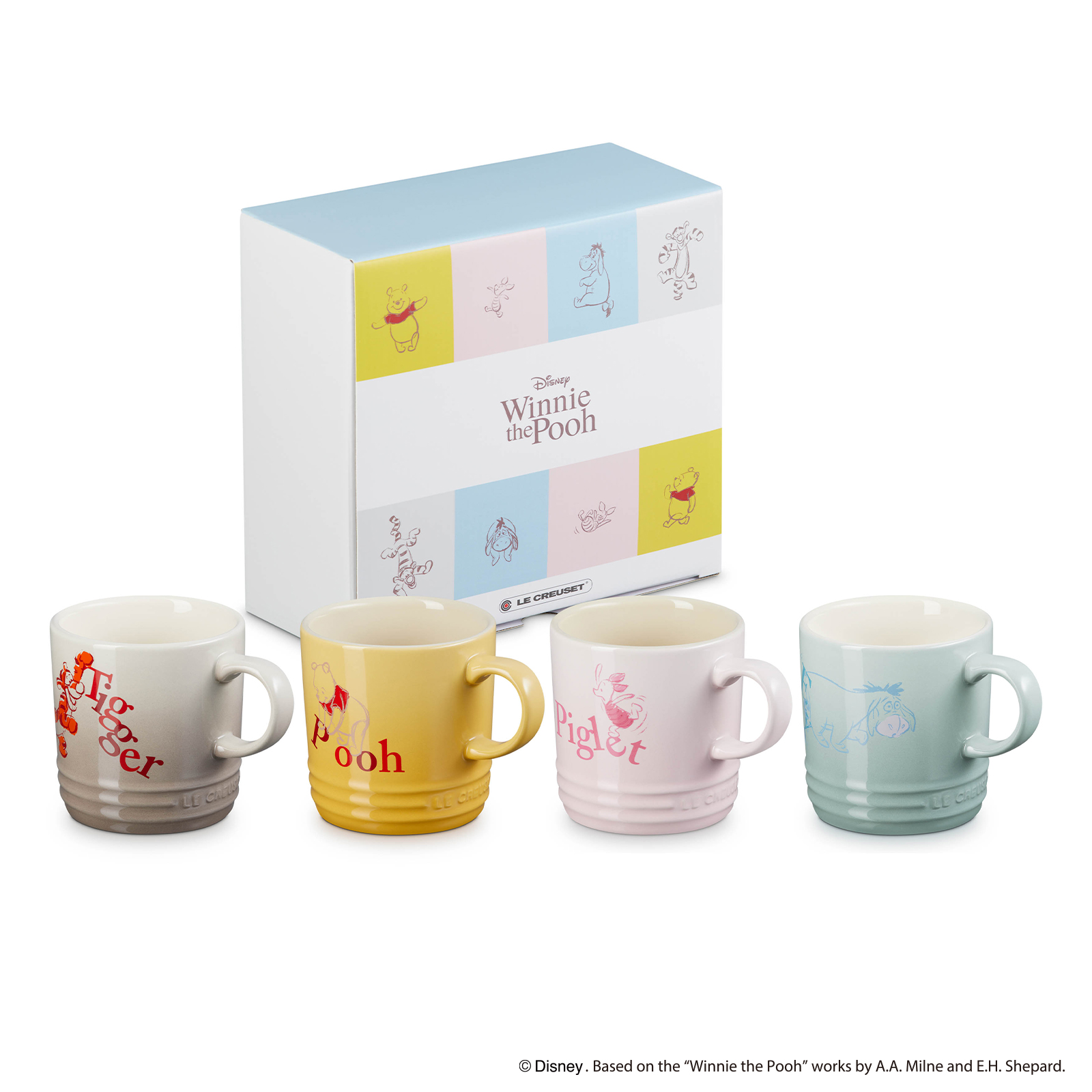 Set of 4 Winnie the Pooh London Coffee Mug Multicolour 350ml