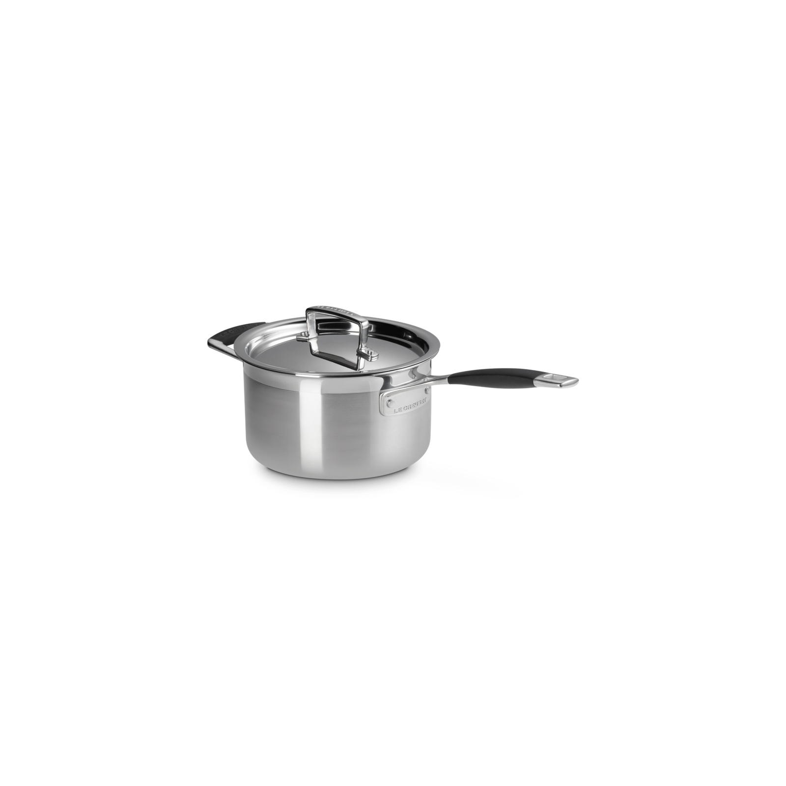 3-ply Stainless Steel Saucepan with Lid and Silicone Helper Handle image number 3