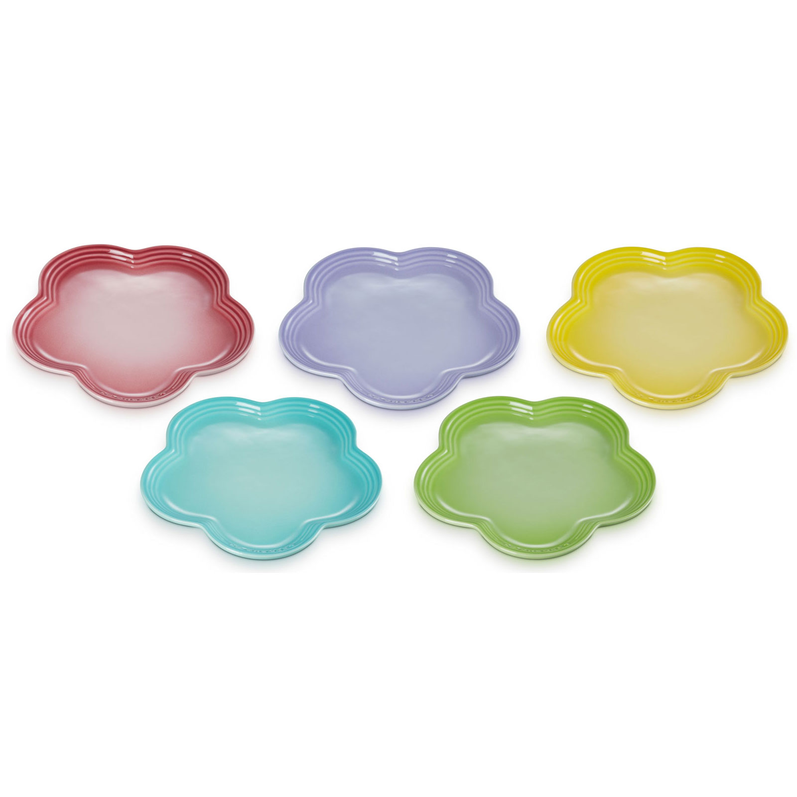 Stoneware Set of 5 Flower Plate image number 2