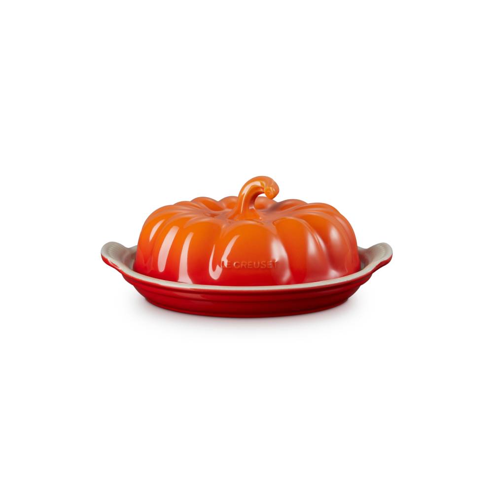 Pumpkin Stoneware Butter Dish Flame