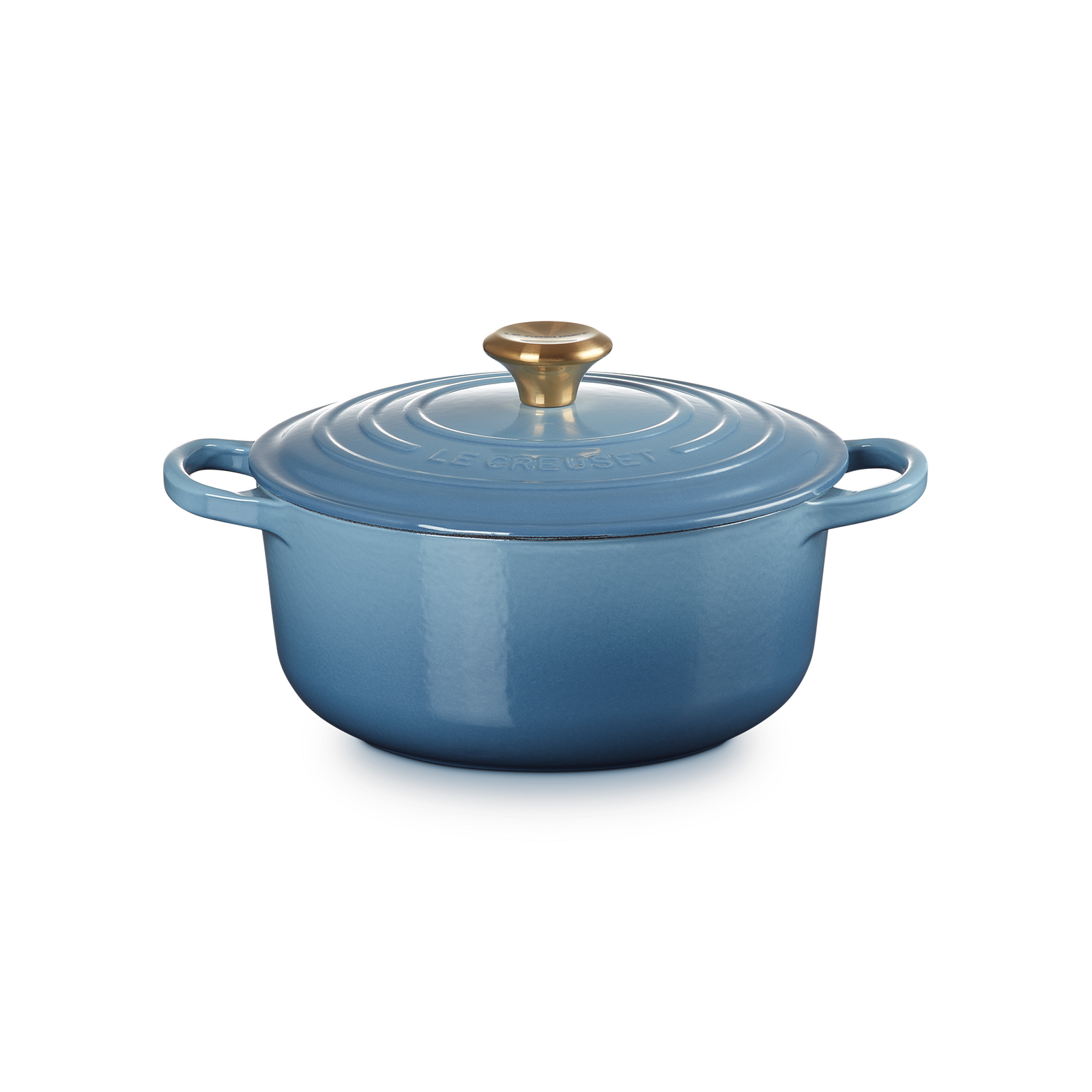 Round French Oven Chambray 20cm Gold Knob
