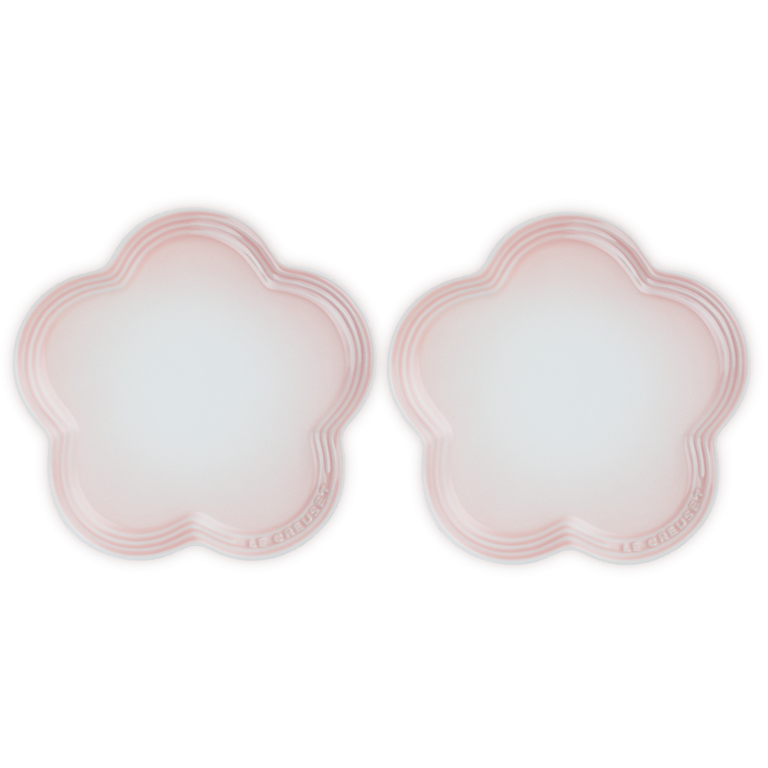 Stoneware Set of 2 Flower Plate Powder Pink 23cm