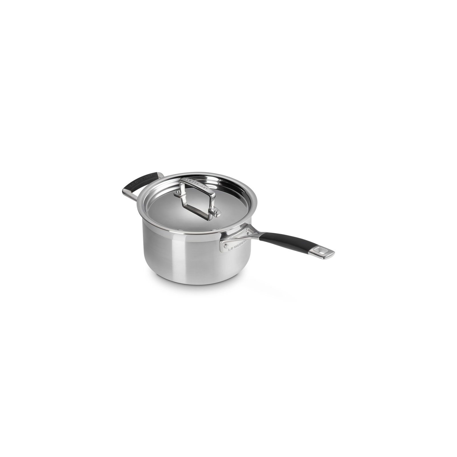3-ply Stainless Steel Saucepan with Lid and Silicone Helper Handle image number 1