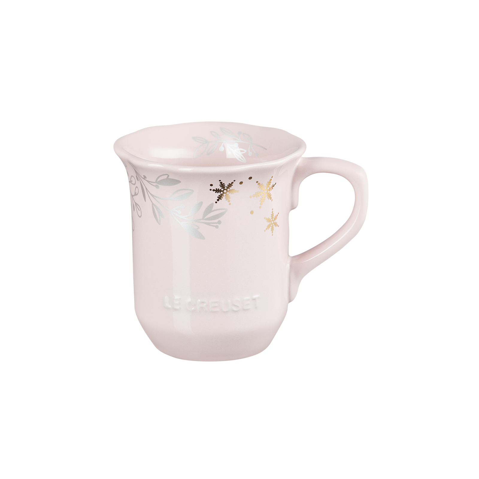 Elegant Frill Stoneware Mug Gold Decal Macaron Pink 330ml