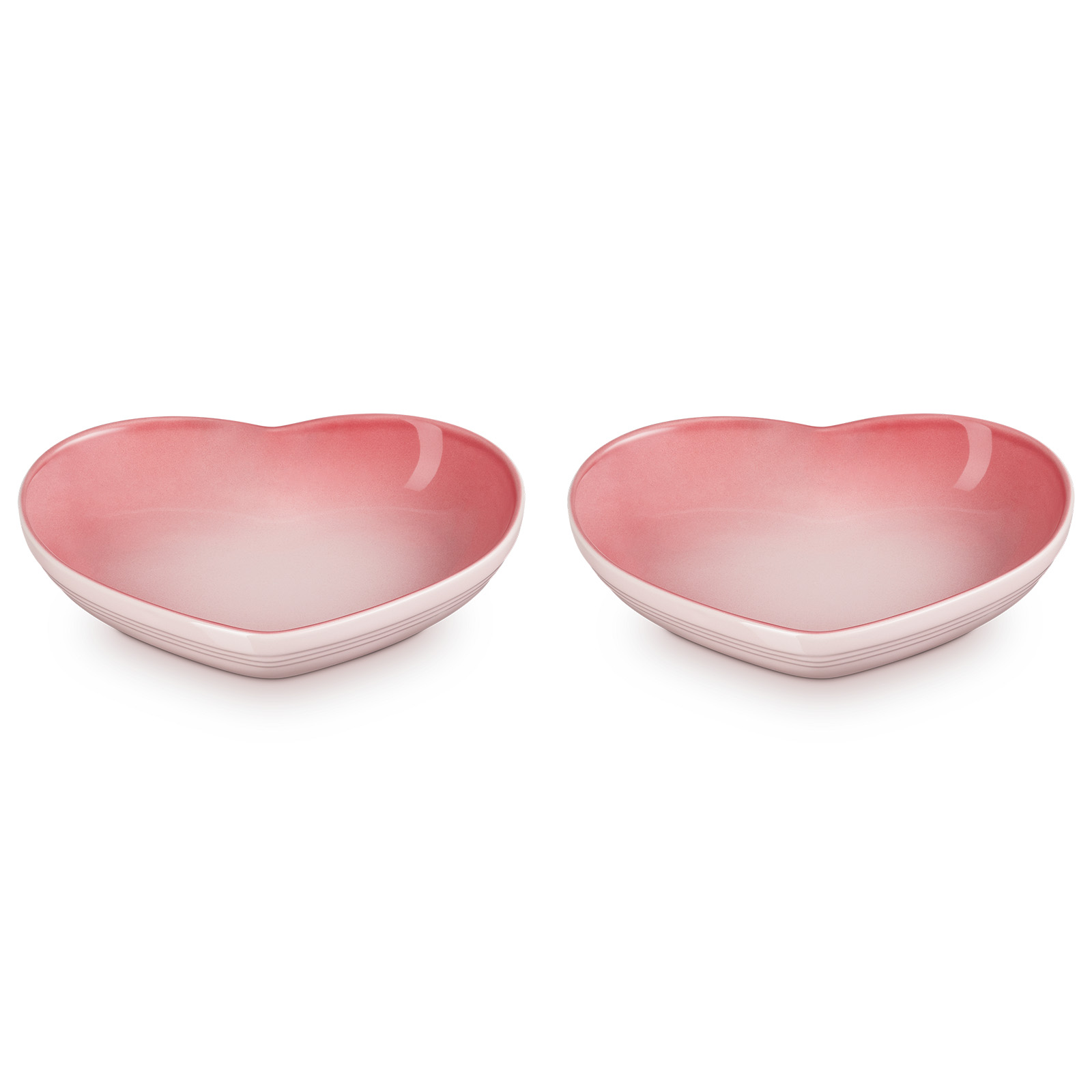 Set of 2 Medium Heart Stoneware Dish Pale Rose 22cm