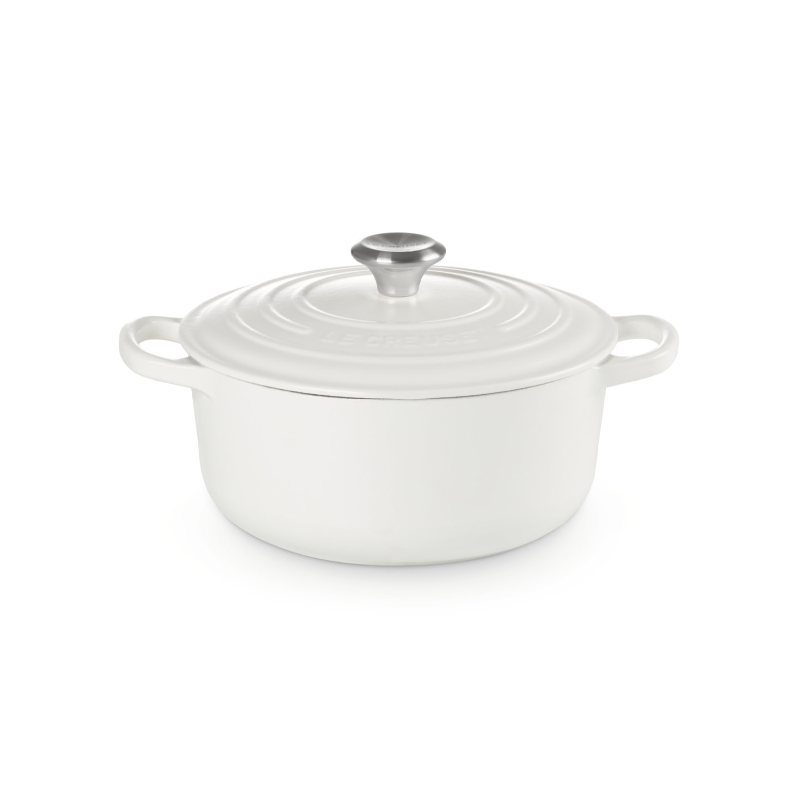 Round French Oven Cotton 20cm Silver Knob Sand Interior