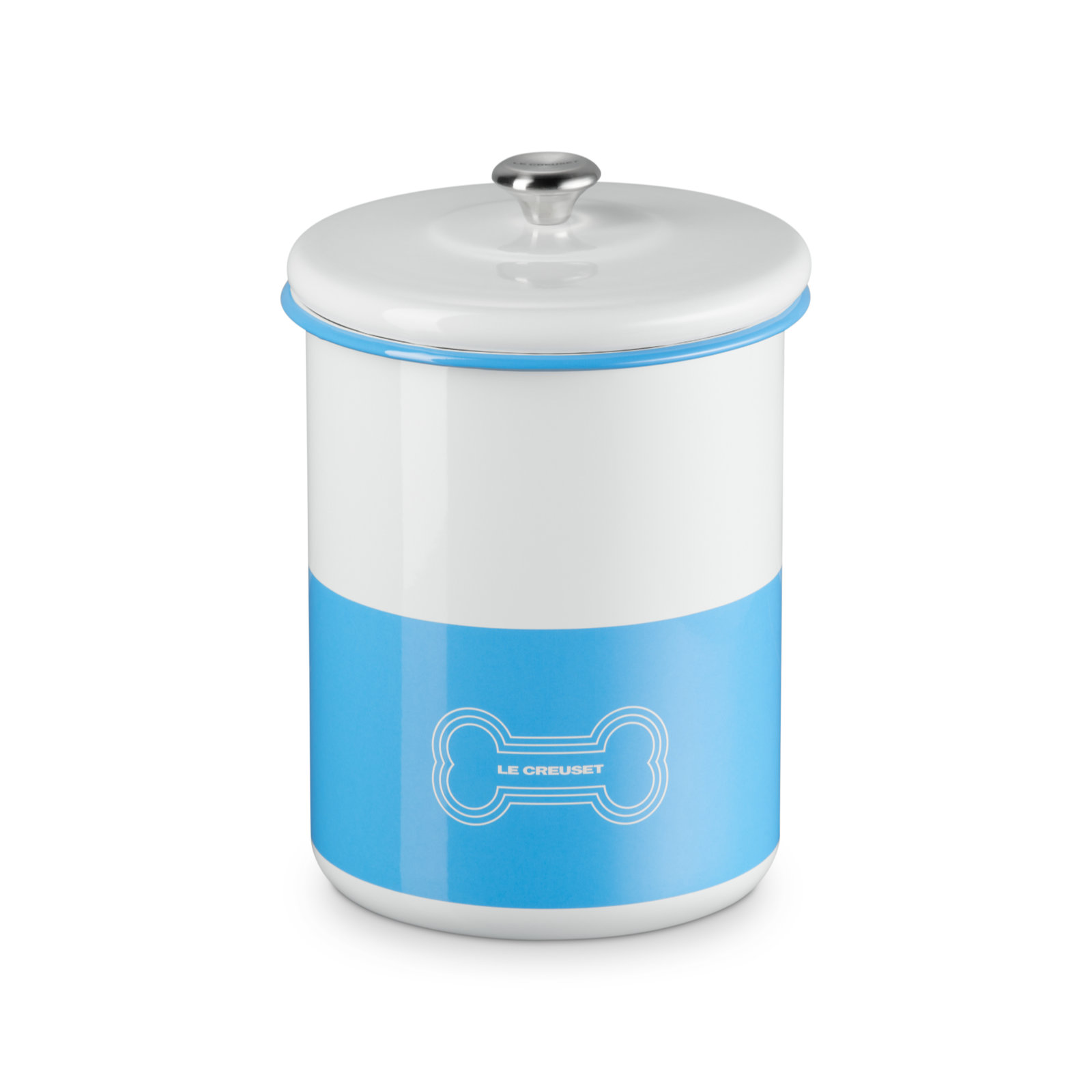Enamel On Steel Pet Treat Jar with Bone Decal Light Blue 4L