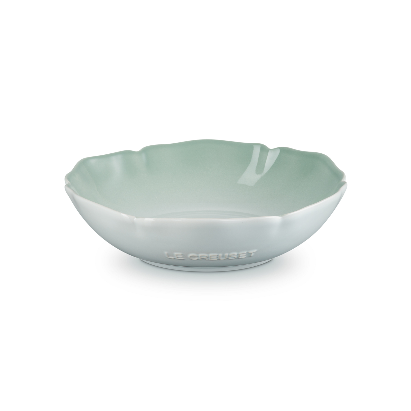 Elegant Frill Stoneware Dish 20cm Water Green