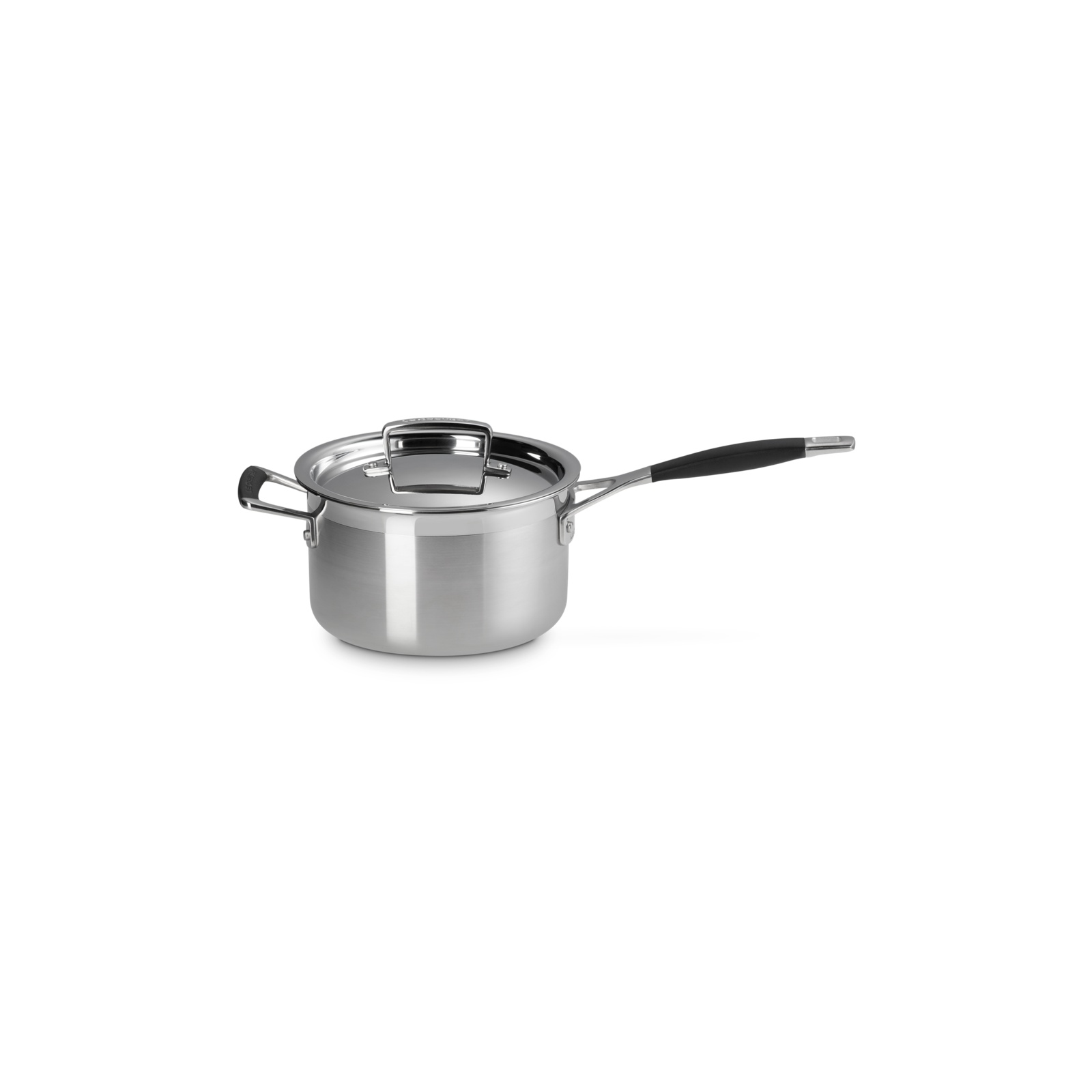 3-ply Stainless Steel Saucepan with Lid and Silicone Helper Handle
