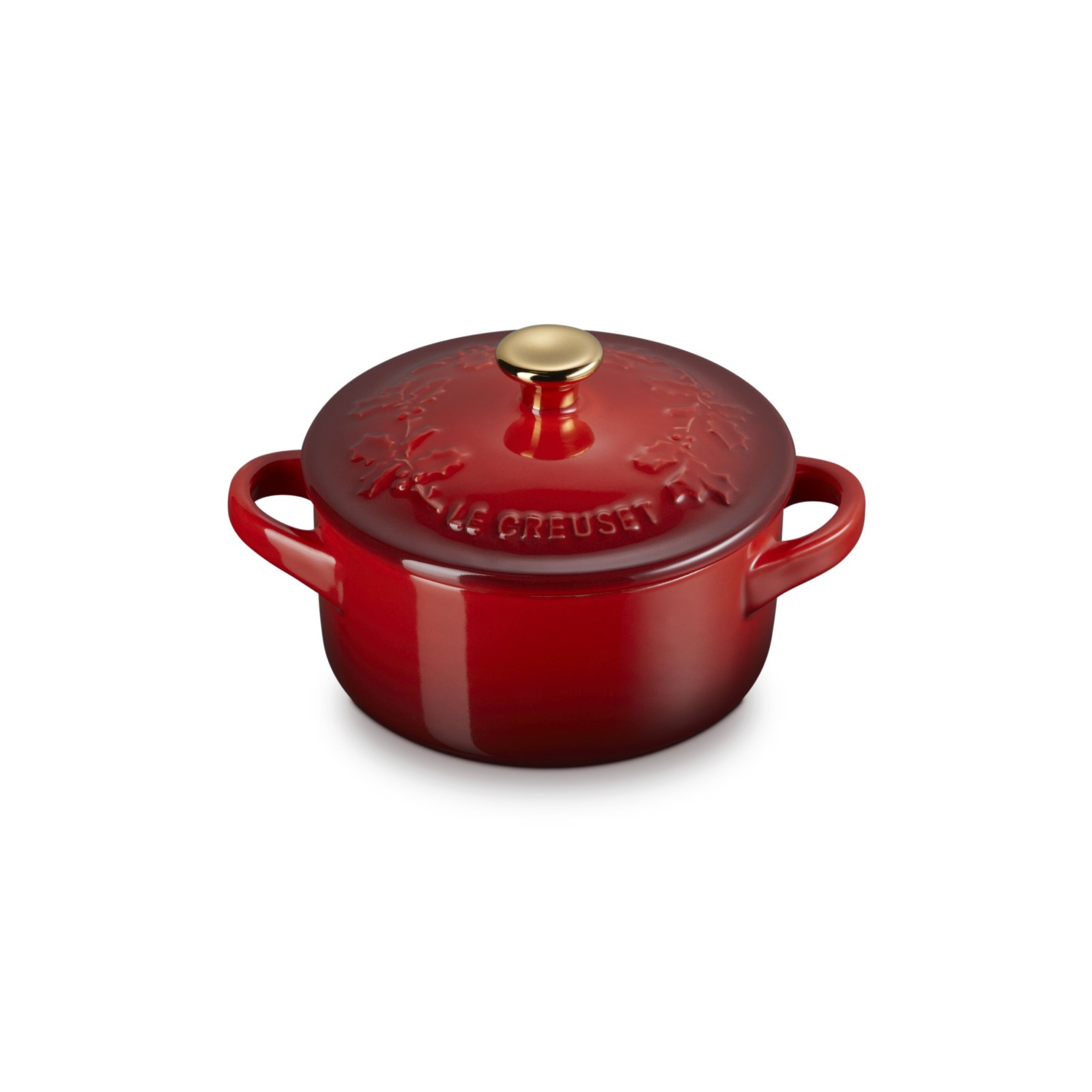 Holly Relief Stoneware Classic Round Mini Cocotte image number 1