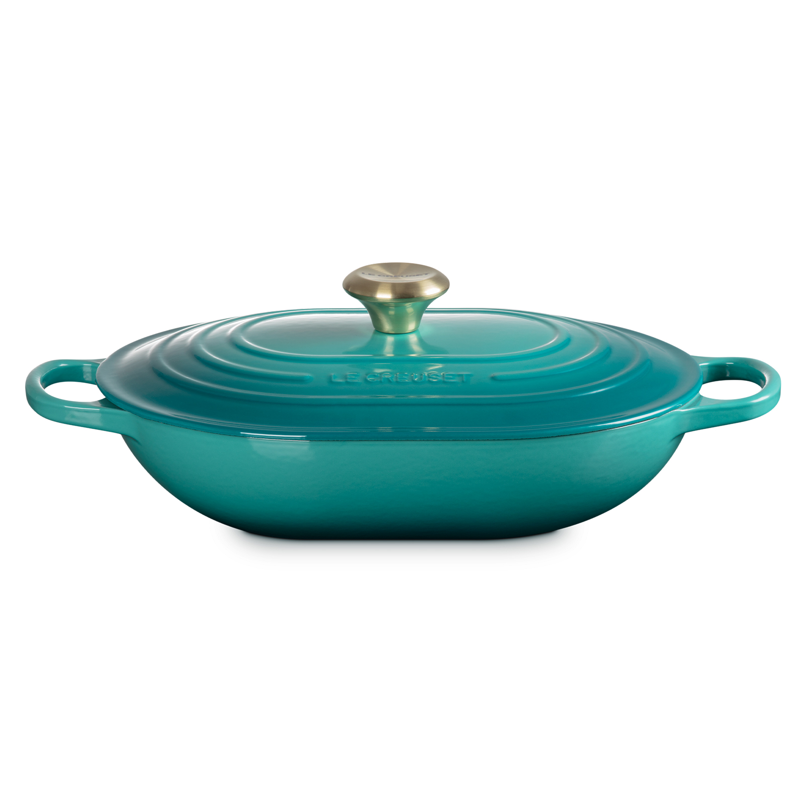 Signature Oblong Casserole Bleu Riviera 31cm Light Gold Knob