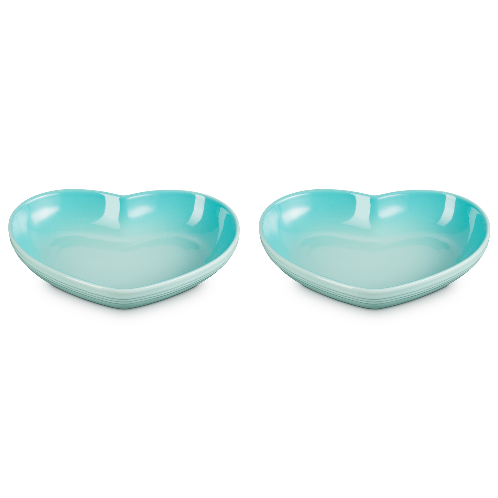 Stoneware Set of 2 Heart Dish Medium Cool Mint 22cm