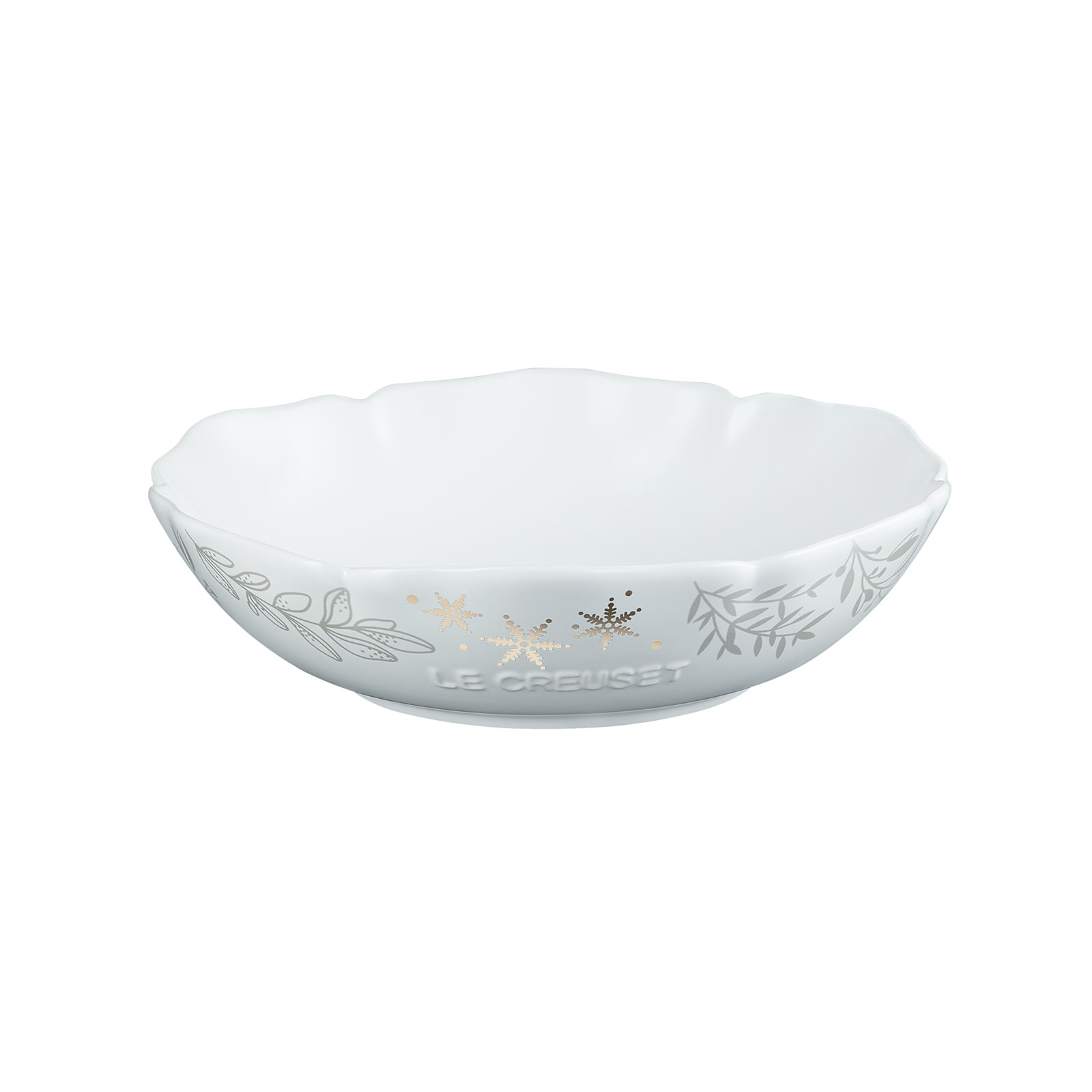 Elegant Frill Stoneware Dish with Gold Decal Cotton 20cm