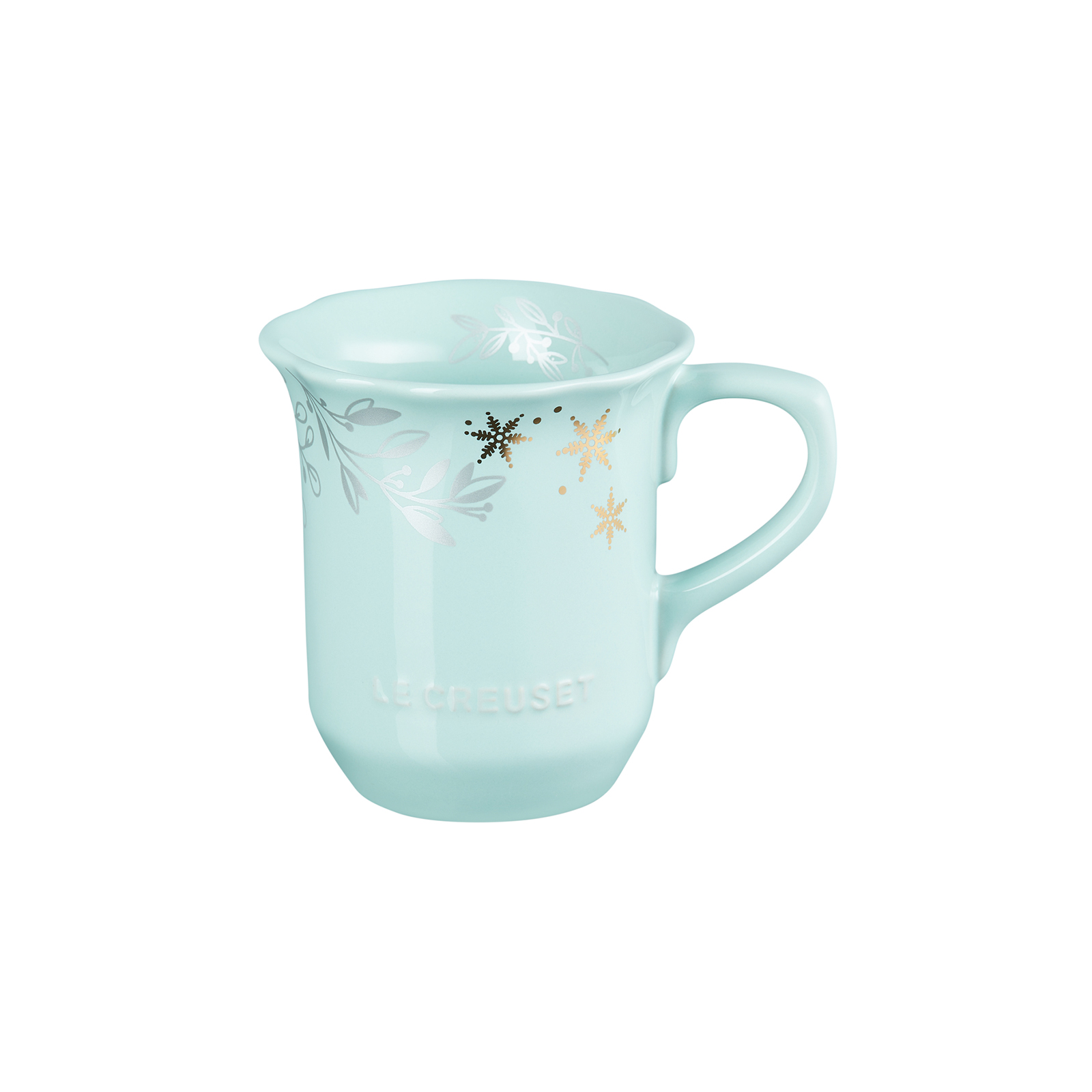 Elegant Frill Stoneware Mug Gold Decal Peppermint Blue 330ml