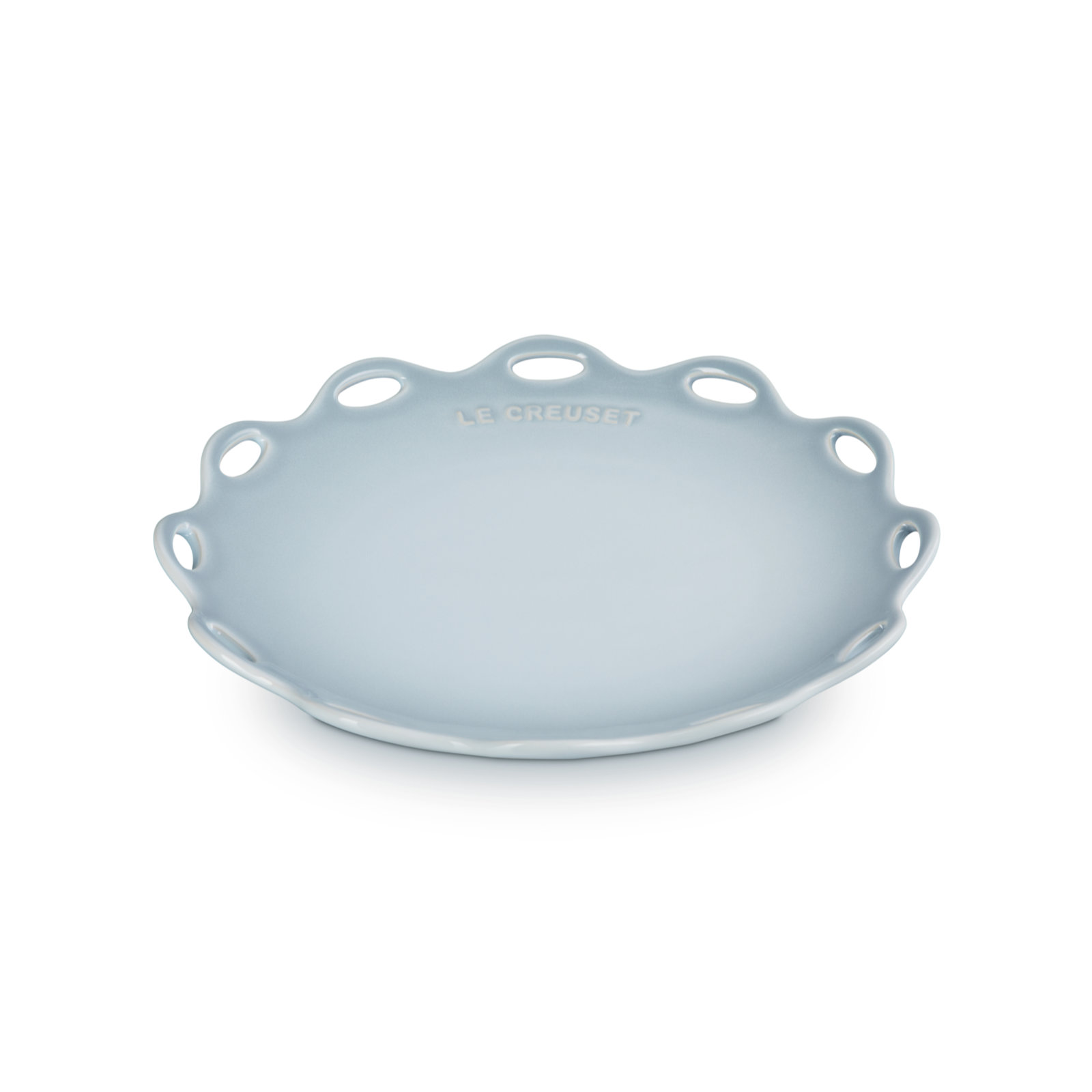 Fleur Lace Round Plate Silver Blue 25cm