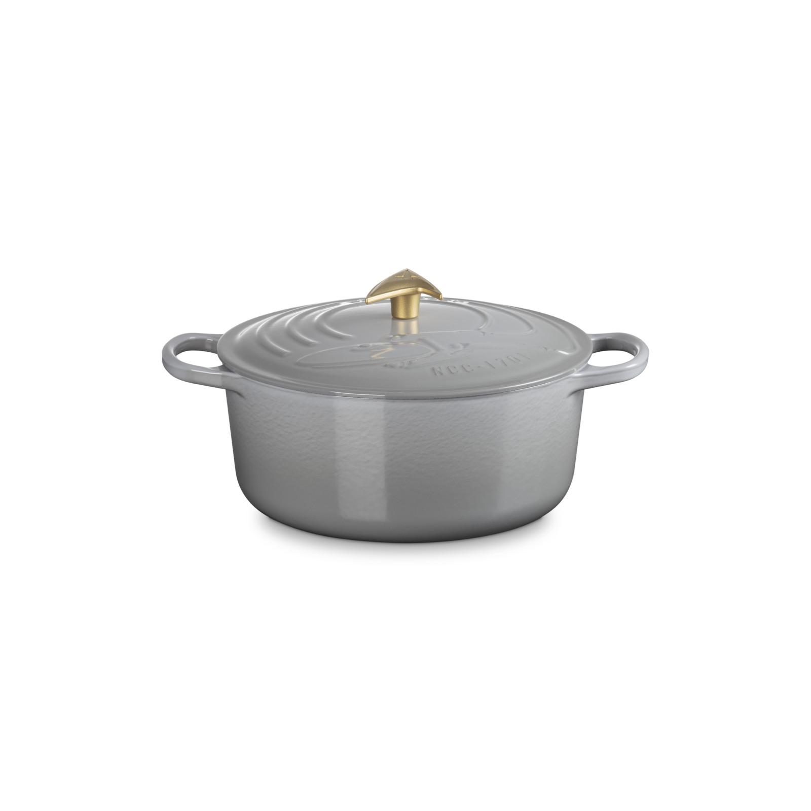 Star Trek Round French Oven Enterprise with Starfleet Delta Knob Mist Grey 26cm