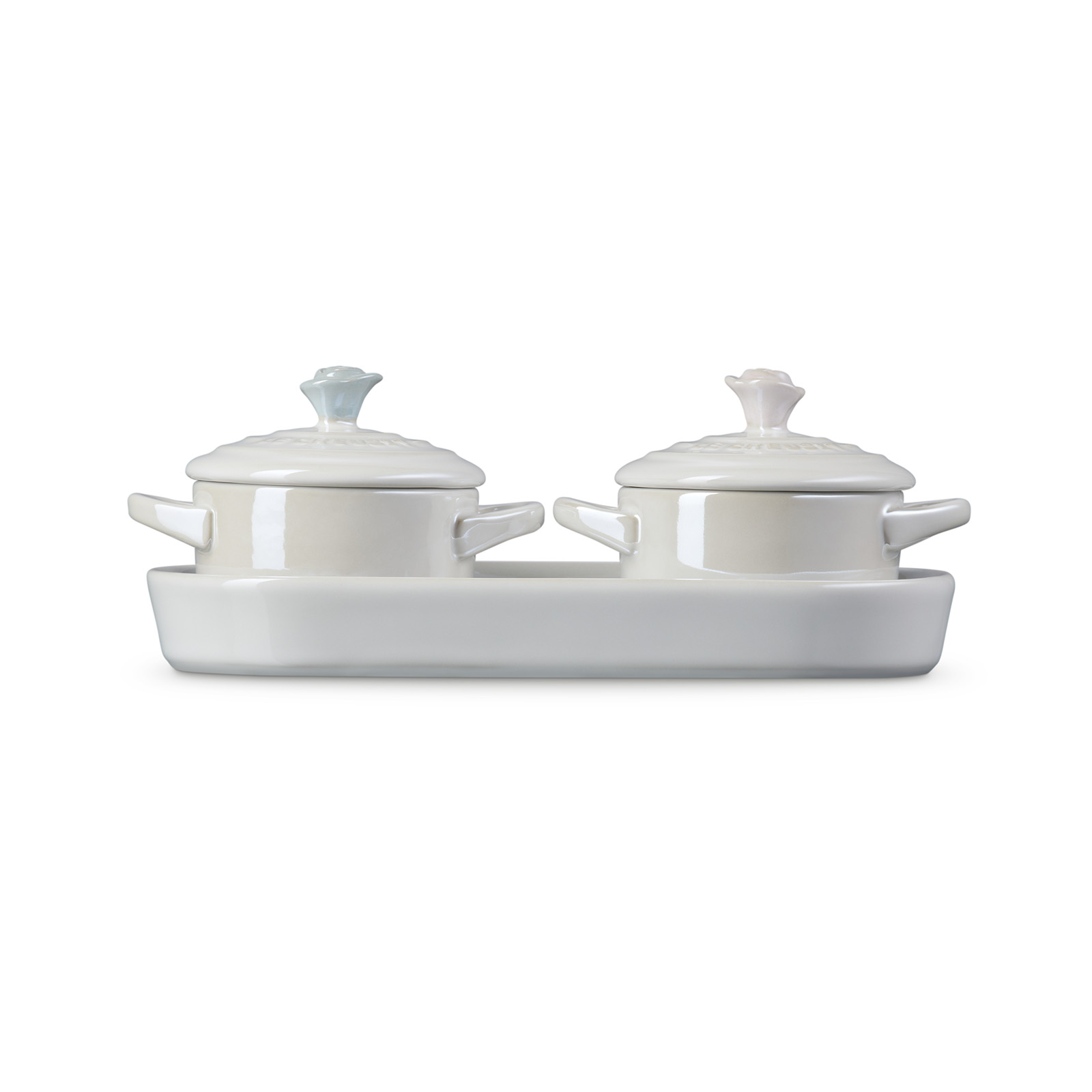 Set of 2 Mini Round Cocottes with Tray image number 2