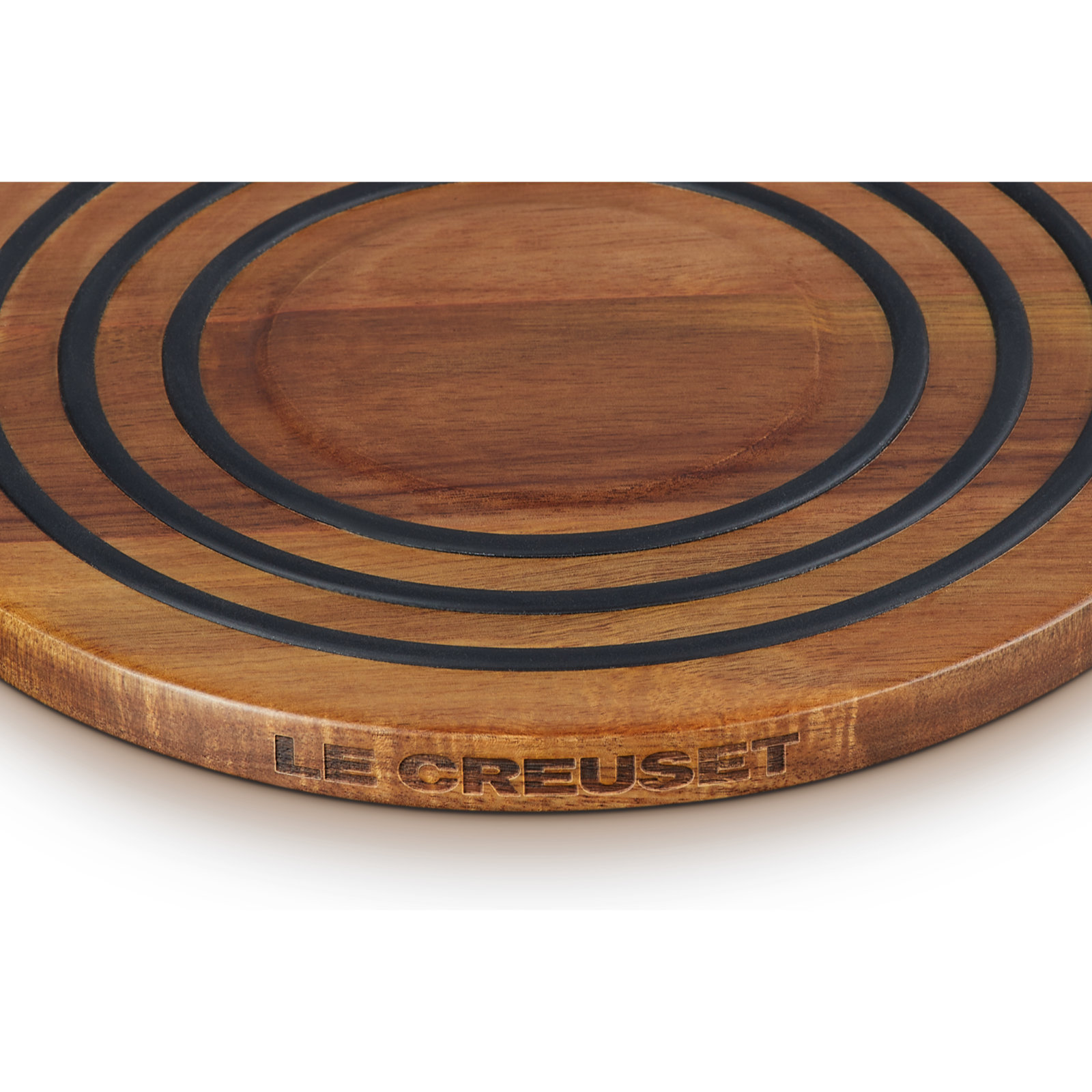 Acacia Wood Magnetic Trivet Black Silicone Rings image number 3
