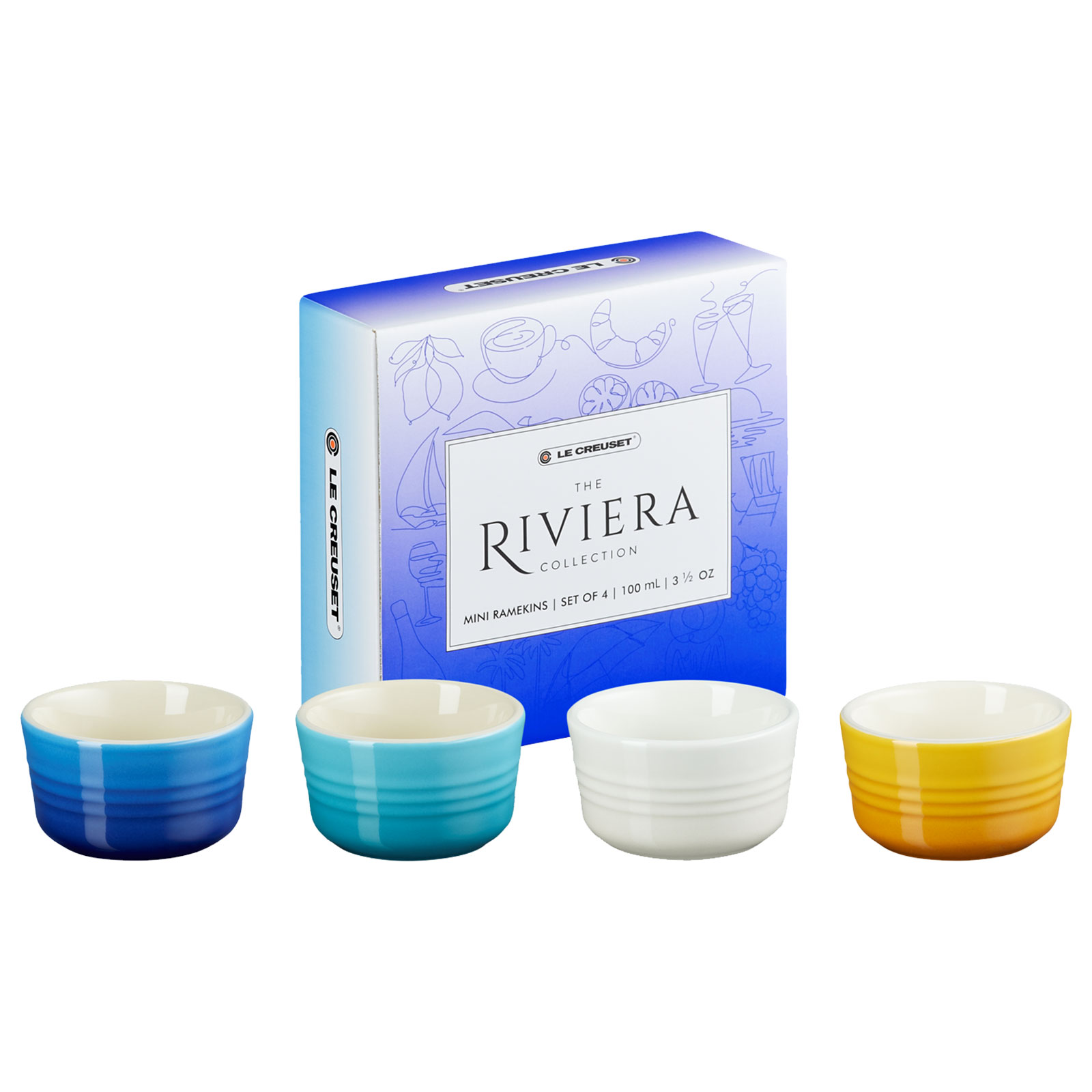 Set of 4 Mini Stoneware Round Ramekins Multicolour 100ml