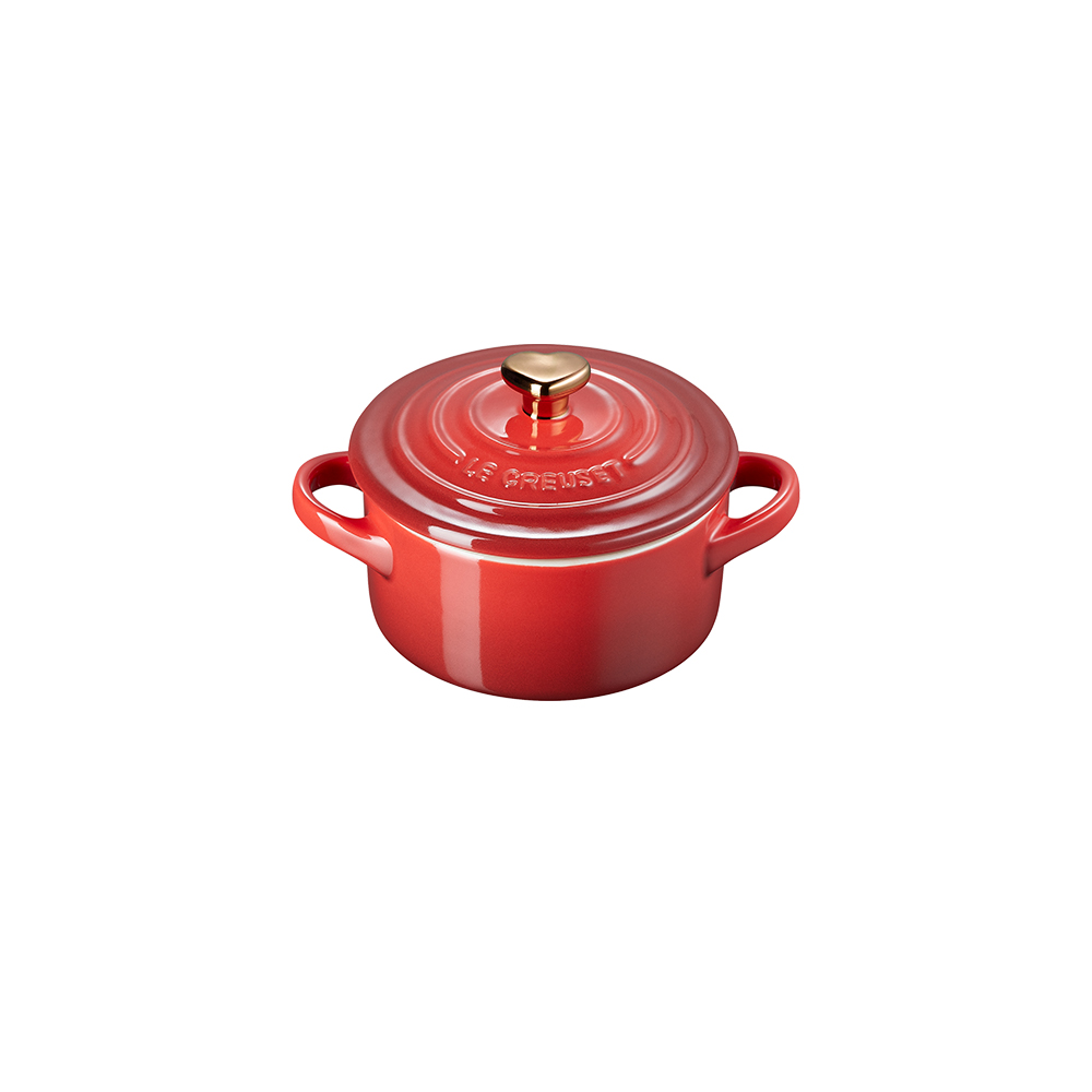 Classic Round Mini Cocotte Cerise 0.25L Golden Heart Knob