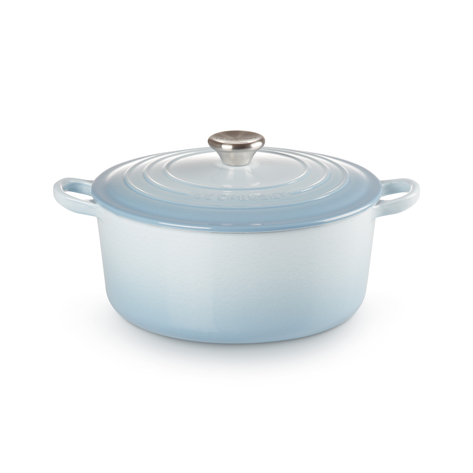 Round French Oven Coastal Blue 24cm Sand Interior