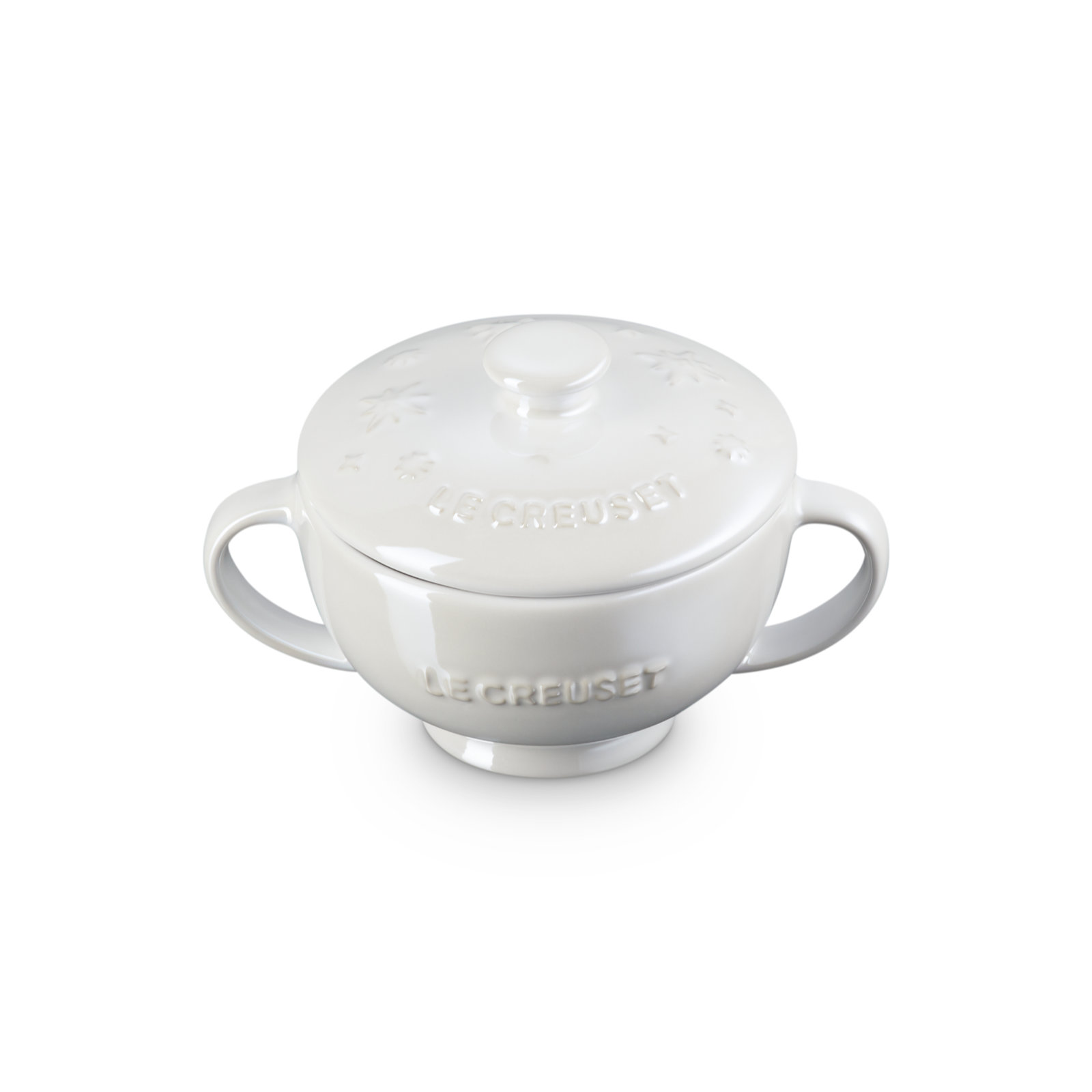 Star Relief Stoneware Soup Bowl with Lid Pearlized White 200ml image number 1