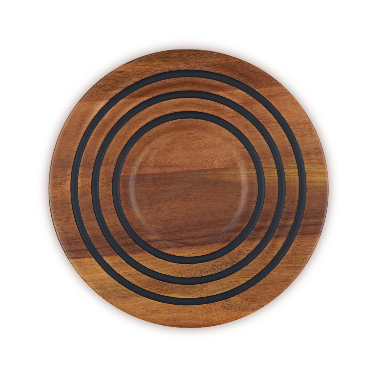 Acacia Wood Magnetic Trivet Black Silicone Rings image number 0