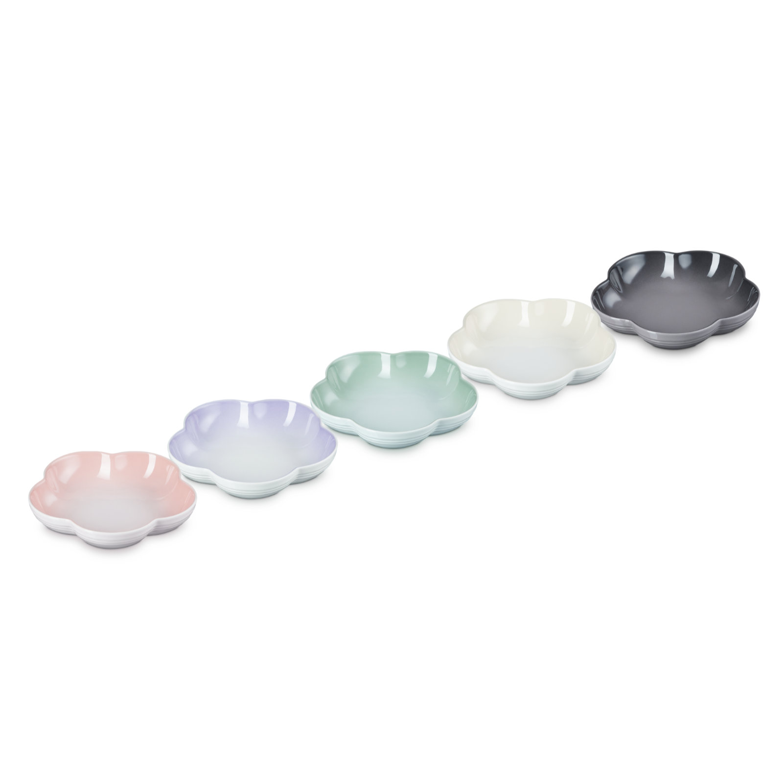 Set of 5 Flower Stoneware Dish Multicolor 20cm