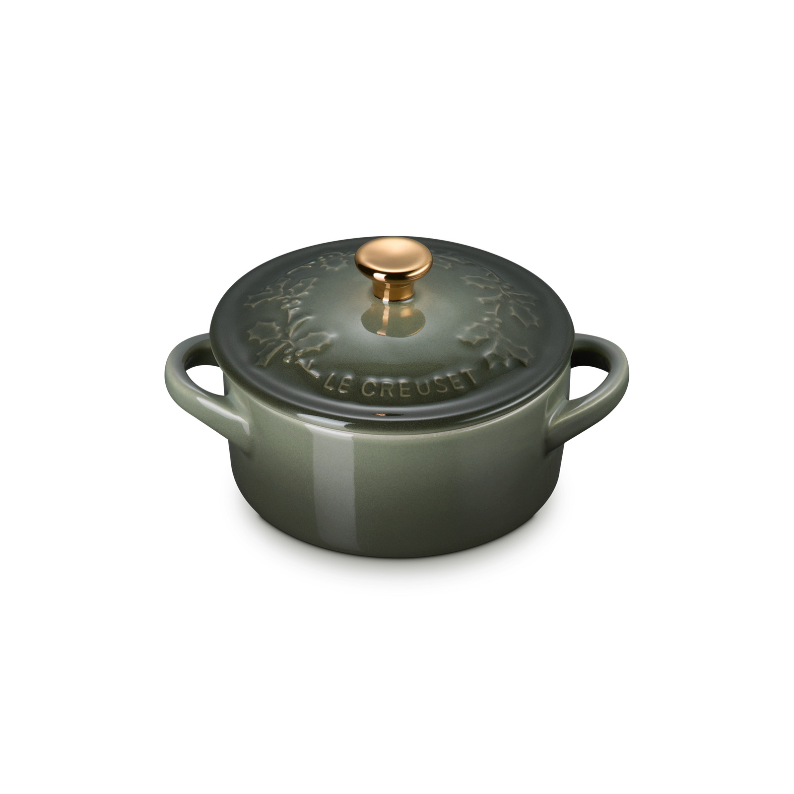 Holly Relief Stoneware Classic Round Mini Cocotte image number 1