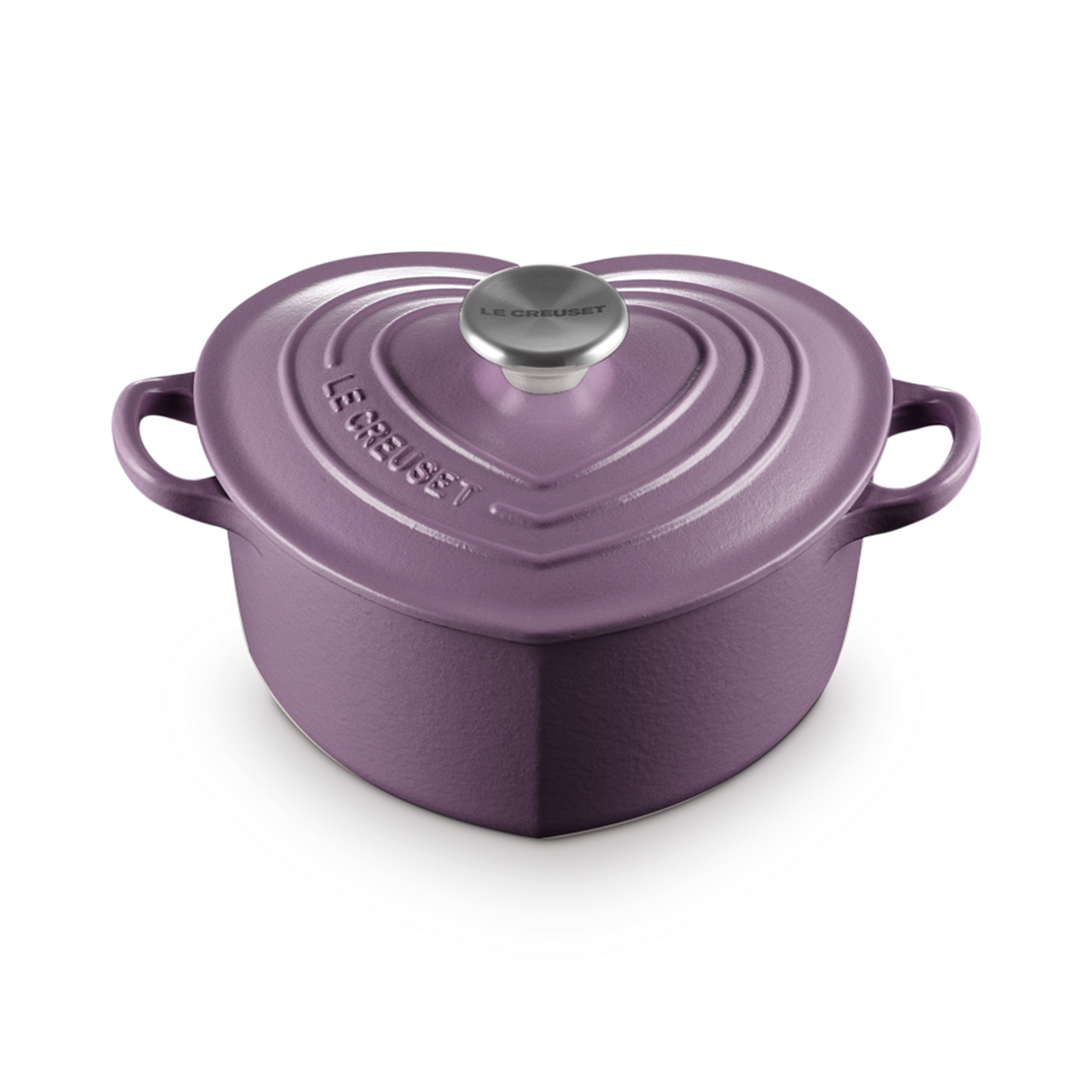 Cast Iron Heart Shaped Cocotte Amethyst 20cm SS Knob