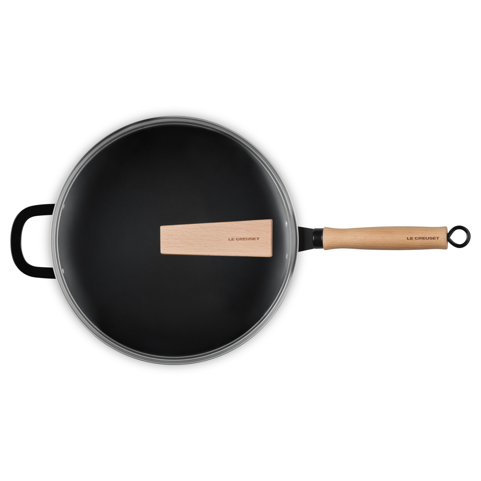 Carbon Steel Wok with Glass Lid and Wood Knob image number 6